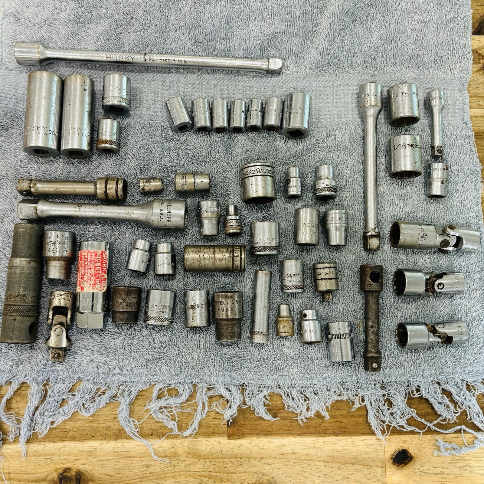 Lot of 50 Misc Sockets Tools All Vintage Made in USA Husky Fleet Mac Snap-On Etc
