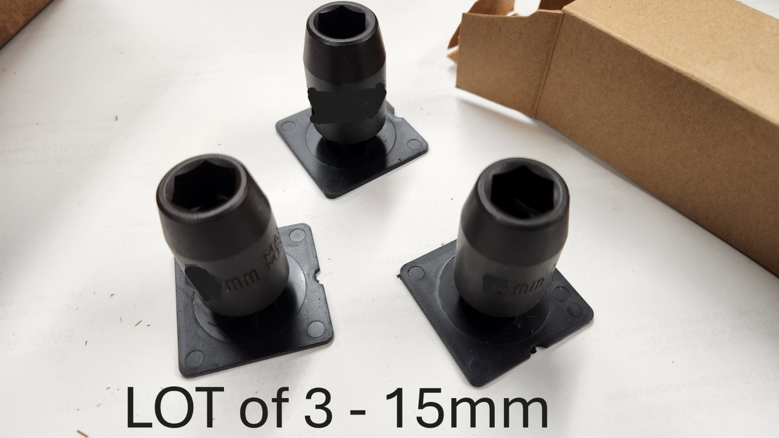 1/2″ drive x 15mm 6-point impact socket shallow standard MADE IN USA – LOT of 3