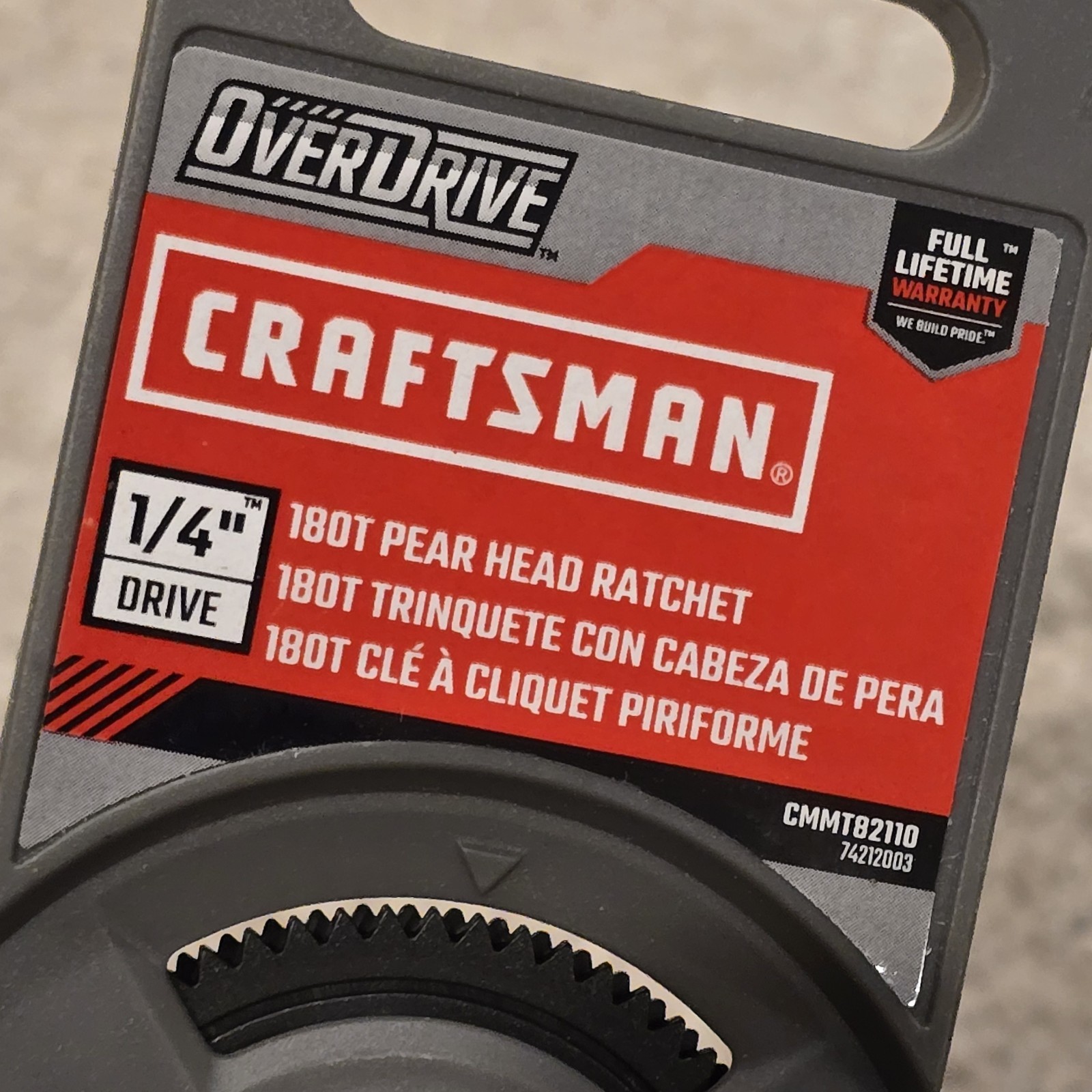 CRAFTSMAN OVERDRIVE 1/4″ Drive 180T Pear Head Ratchet (CMMT82110)
