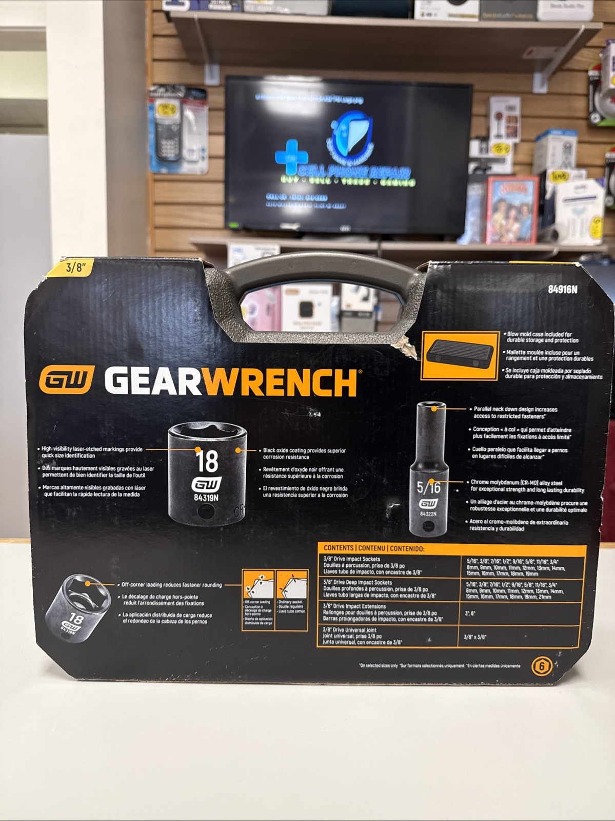 Gearwrench 84916N 44 Piece 3/8″ Drive 6 Point Impact Socket, Sae/Metric Std/Deep