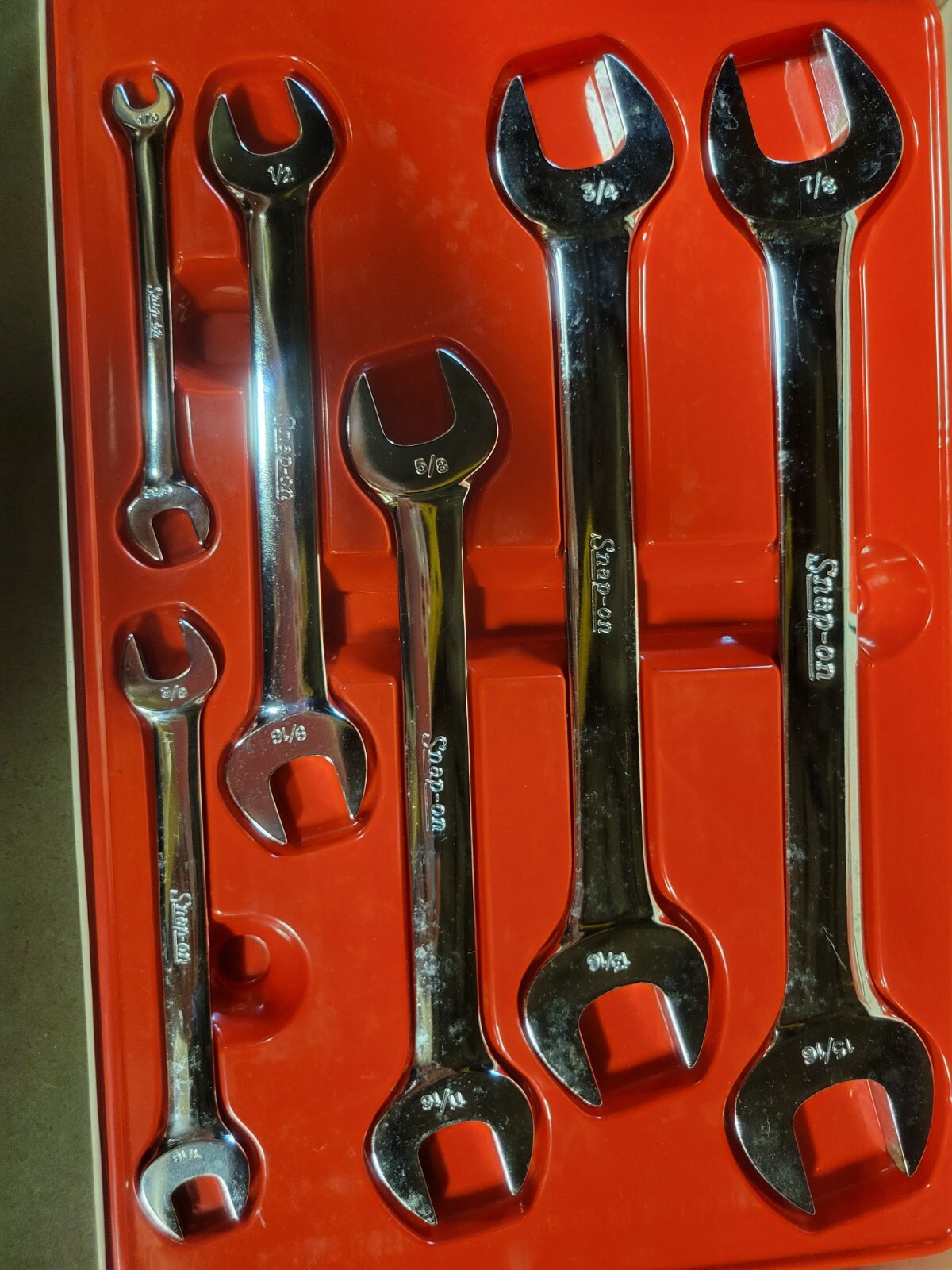 Vintage Snap On USA metric & standard open end wrench set original box very rare