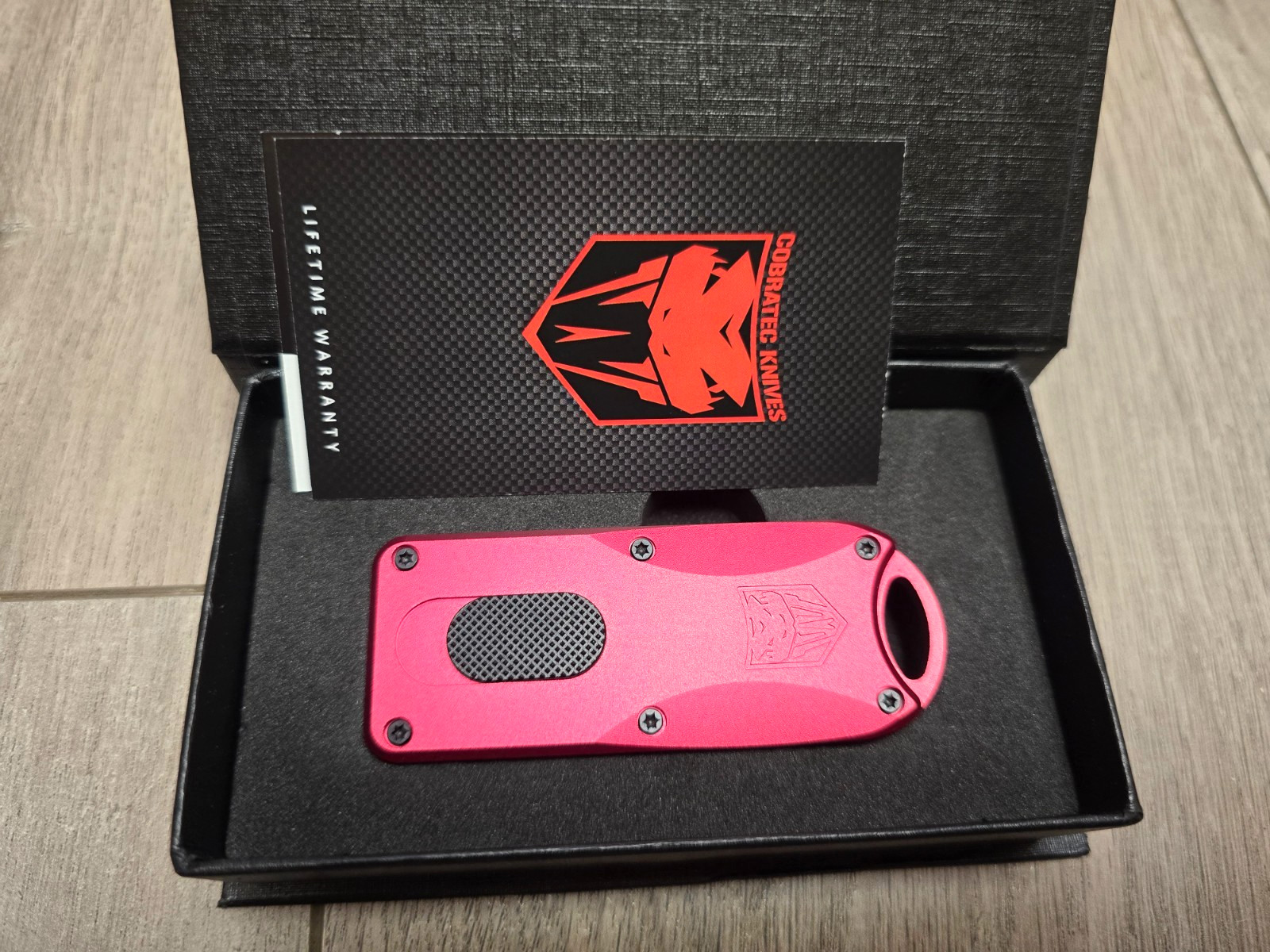 Cobratec OTF Bottle Opener w/ Pocket Clip, RED #CTOTFBORD
