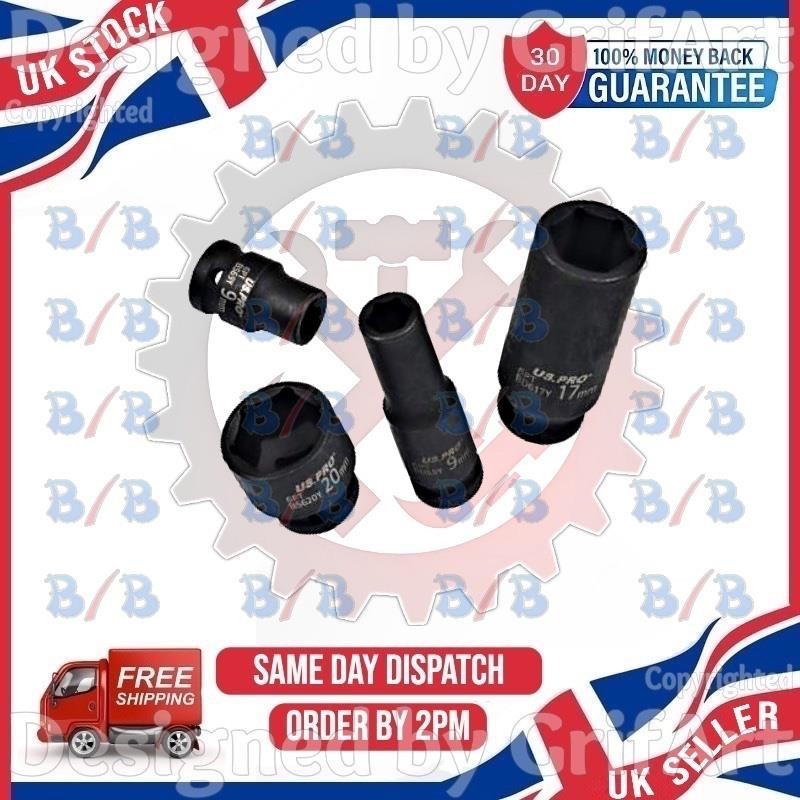 USPRO 32PC IMPACT SOCKET SET 3/8″ DRIVE 6PT CR-V DEEP AND SHALLOW HEX LONG SHORT