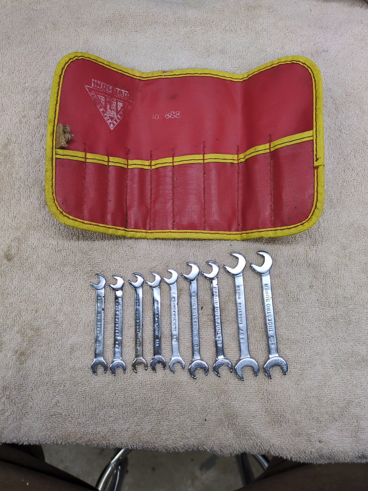Indestro Super SAE 4 Way Angle Open End Ignition Wrench Set No. 888 Vtg USA