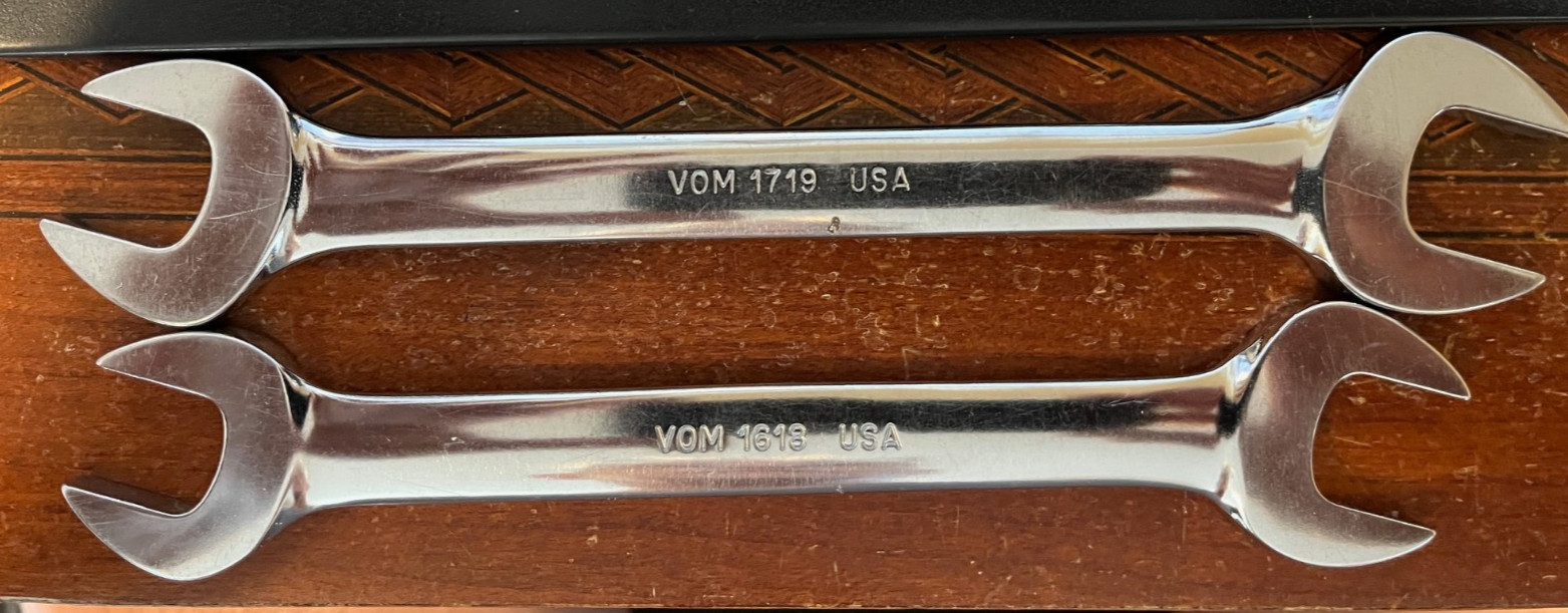 Vintage Snap-on Underline Metric Open End Wrench Set VOM 806 8mm-19mm 6 Pieces