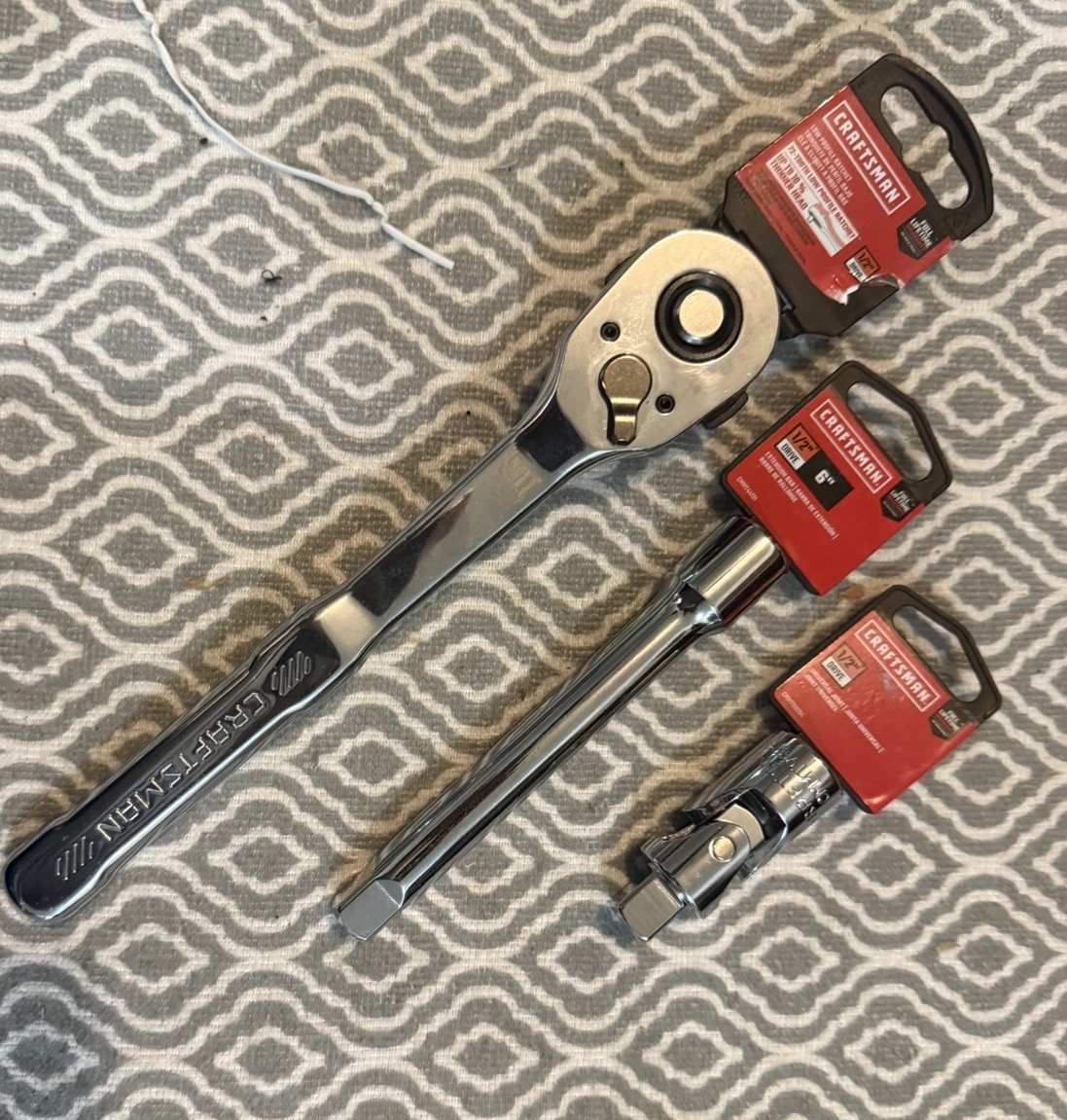 Craftsman 1/2 inch drive ratchet – 6” extension – swivel – NEW polished Chrome