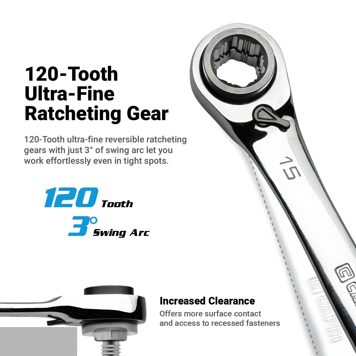 Capri Tools 4-in-1 120-Tooth Box End Ratcheting Wrench, Metric & SAE Sizes
