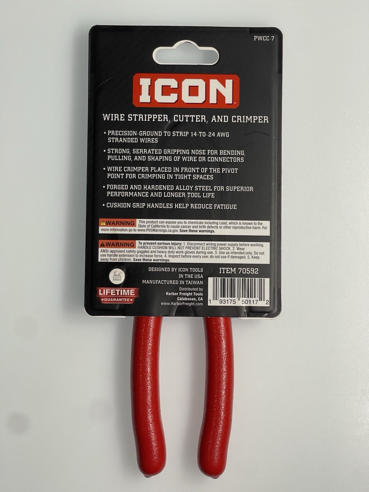 ICON 7″ Inch Wire Stripper Cutter Crimper Pliers PWCC-7