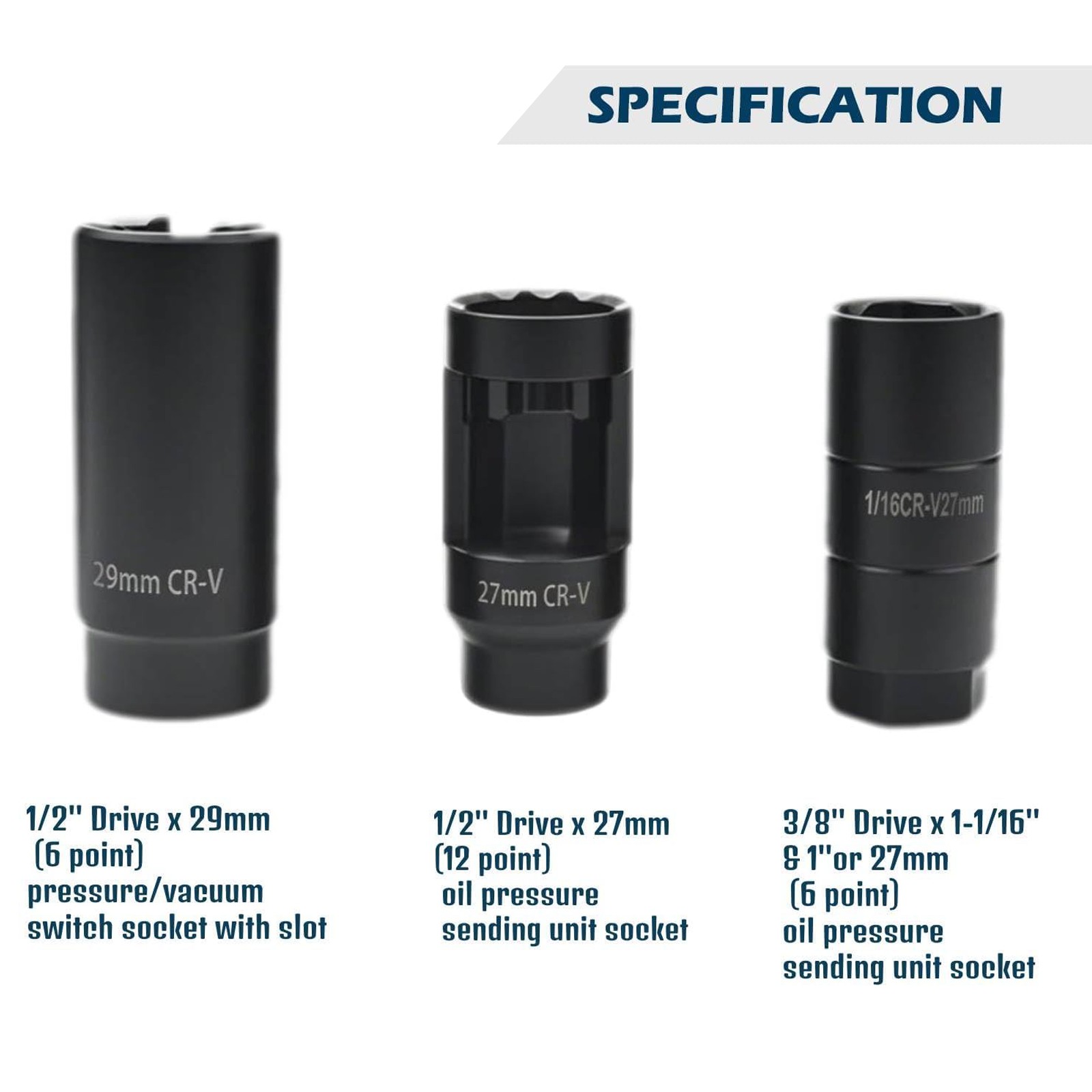 10Pcs O2 Oxygen Sensor and Oil Pressure Sending Unit Removal Socket Tool Set