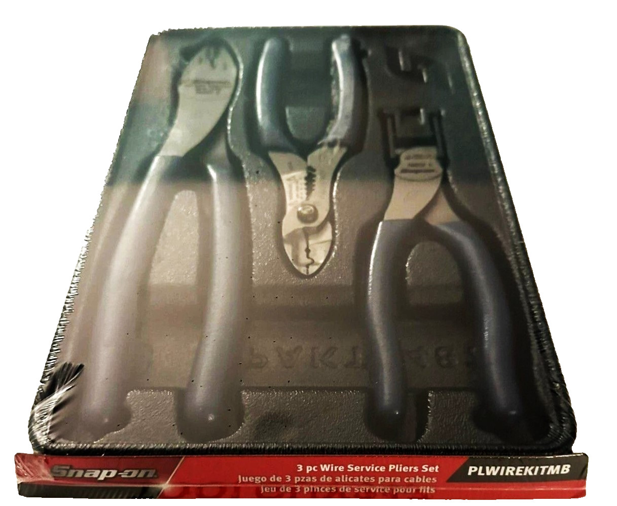 *NEW* SNAP-ON TOOLS PLWIREKIT MB 3pc *BLUE* Soft Grip Wire Service Pliers Set