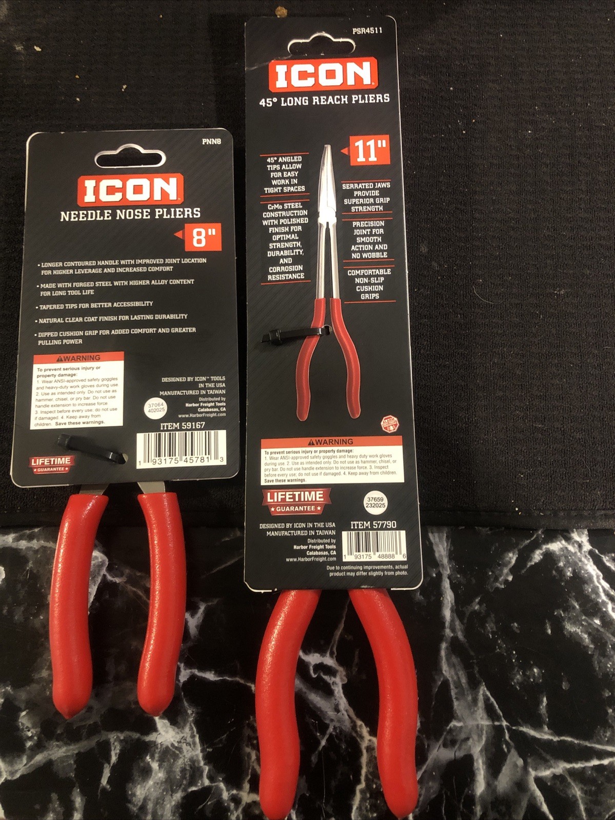 ICON PROFESSIONAL 8 in. NEEDLE NOSE PLIERS And Icon 45 Long Reach Pliers 11in