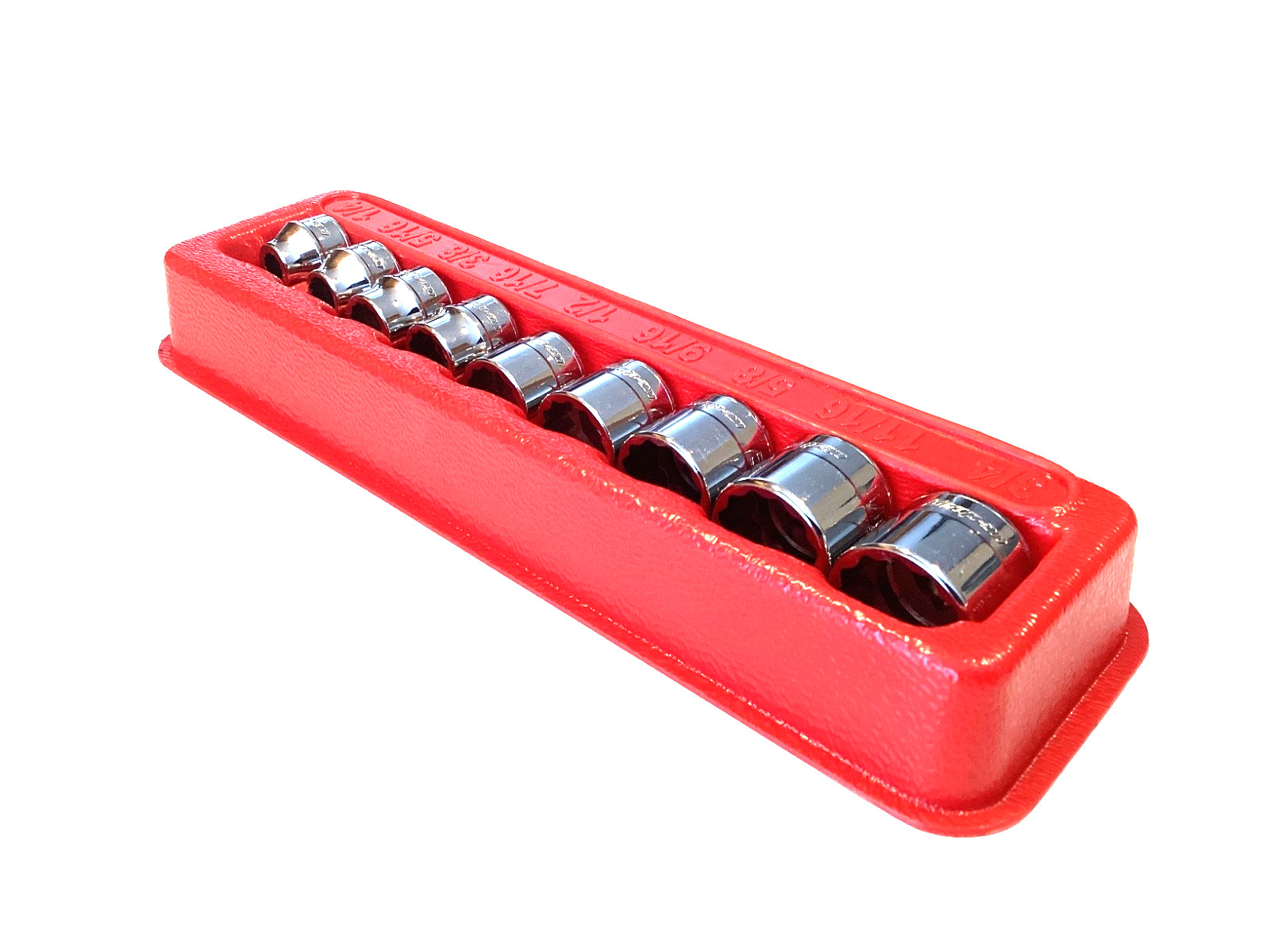 Snap On 209RF 9 Piece 3/8″ Drive 12 Point SAE Low Profile Chrome Socket Set MINT