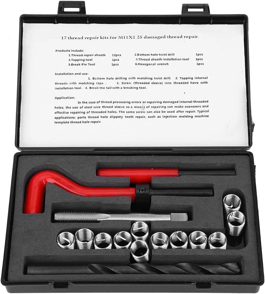 Repair Kit, M11x1.25 Metric Female Thread Repair Tool Kit with Spiral Drill, Tap