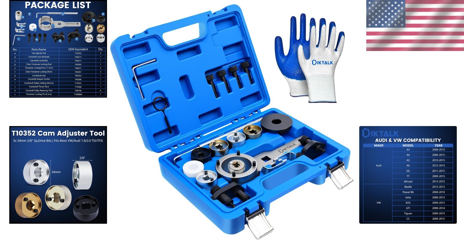 Audi/VW Timing Tool Set, 21 PCS Kit EA888 Gen1-Gen3