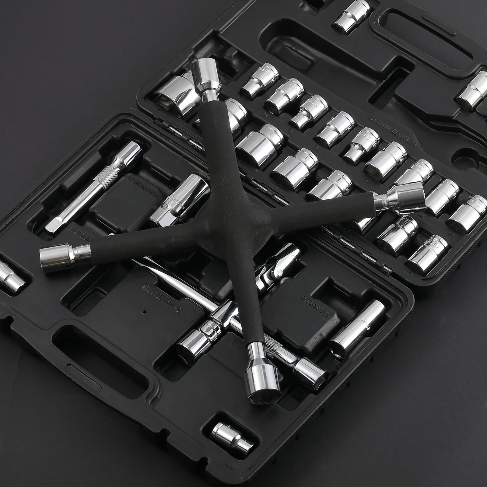 14 Inch Lug Wrench Cross Tire Iron Car Keyed Socket Set Chrome Steel Heavy Duty
