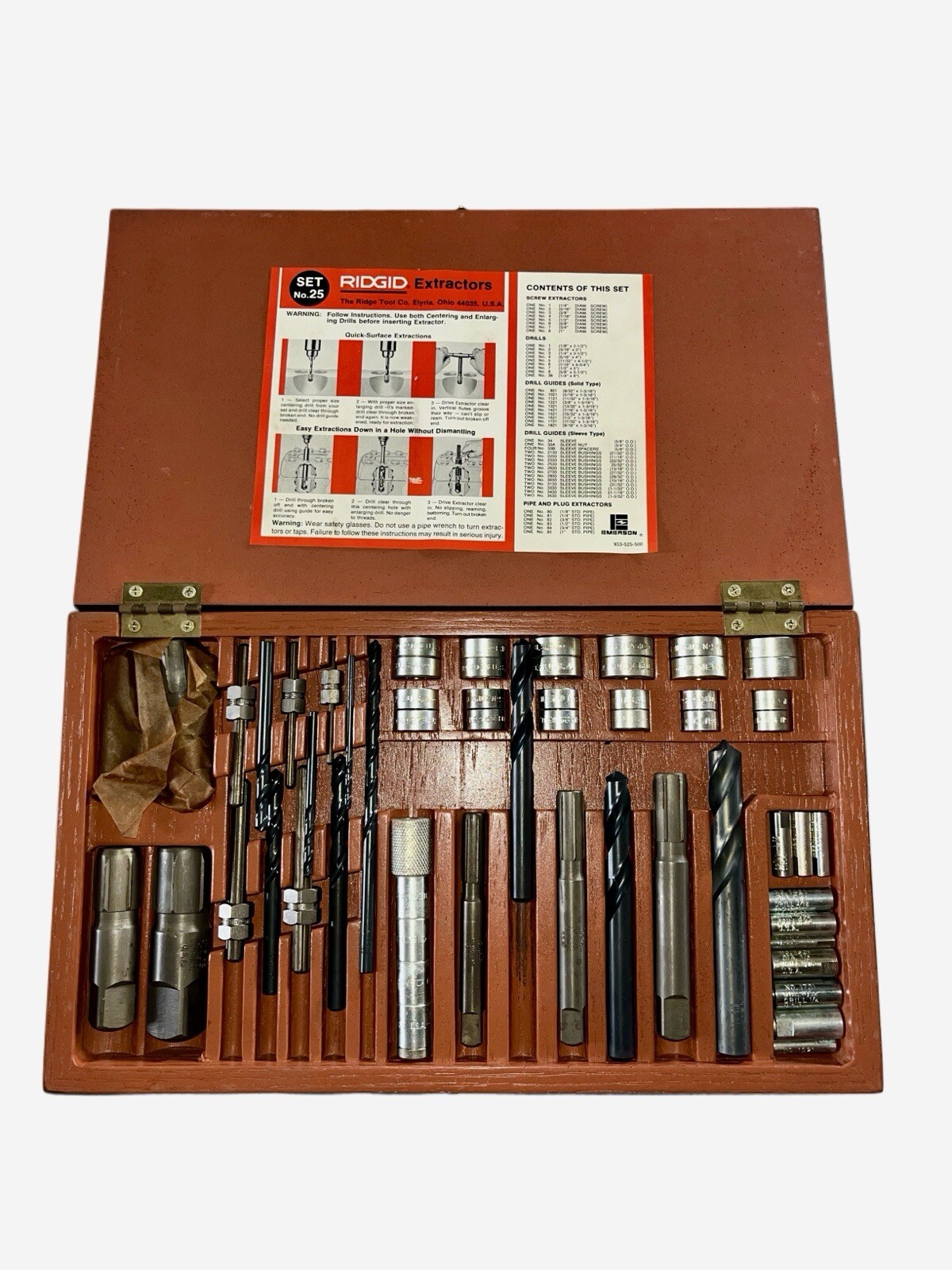 RIDGID 25 Screw and Pipe Extractor Set 35590 1-8 with illustration instructions