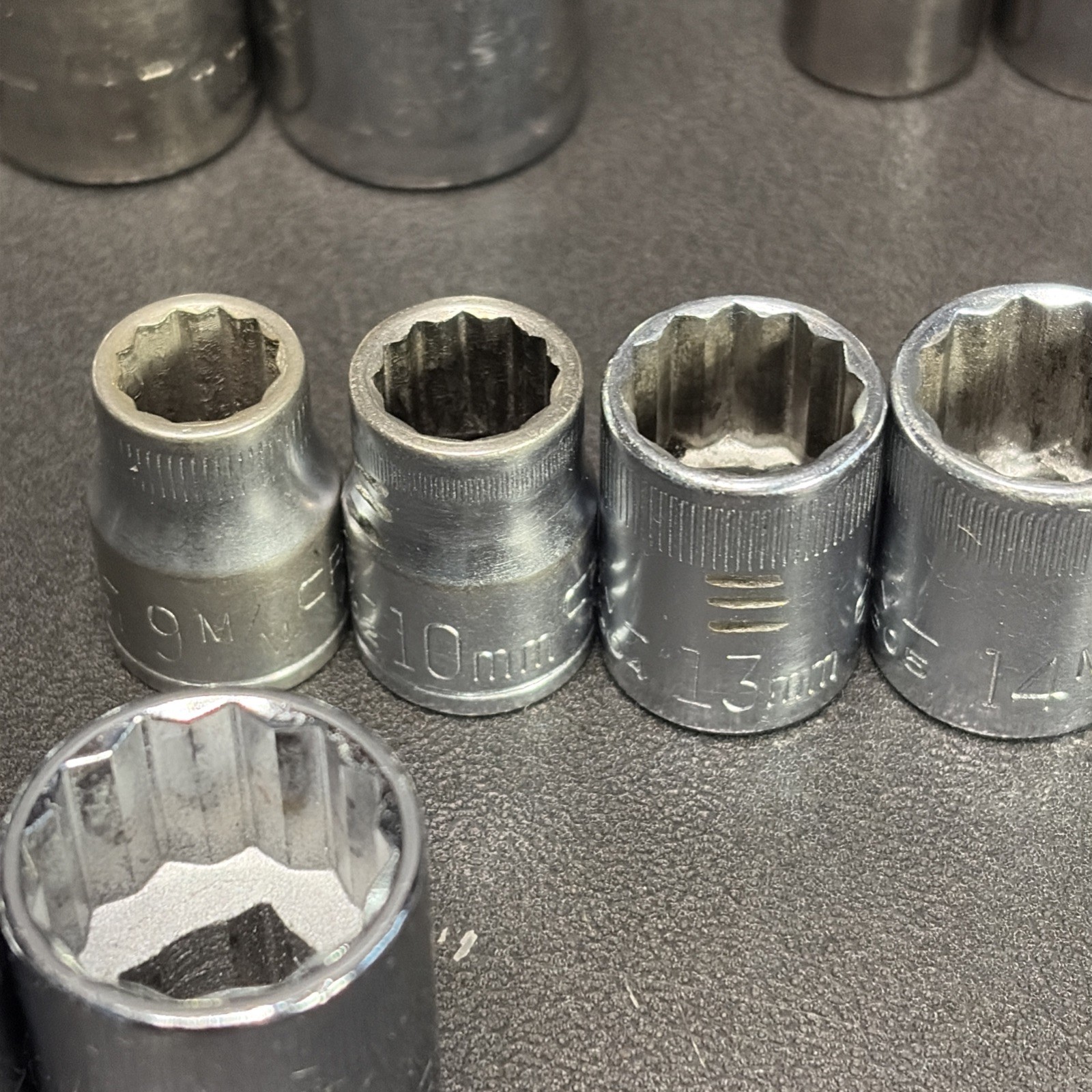 58 Craftsman USA One China Metric Socket And Metal Holder Short Mid &Deep 9-22mm