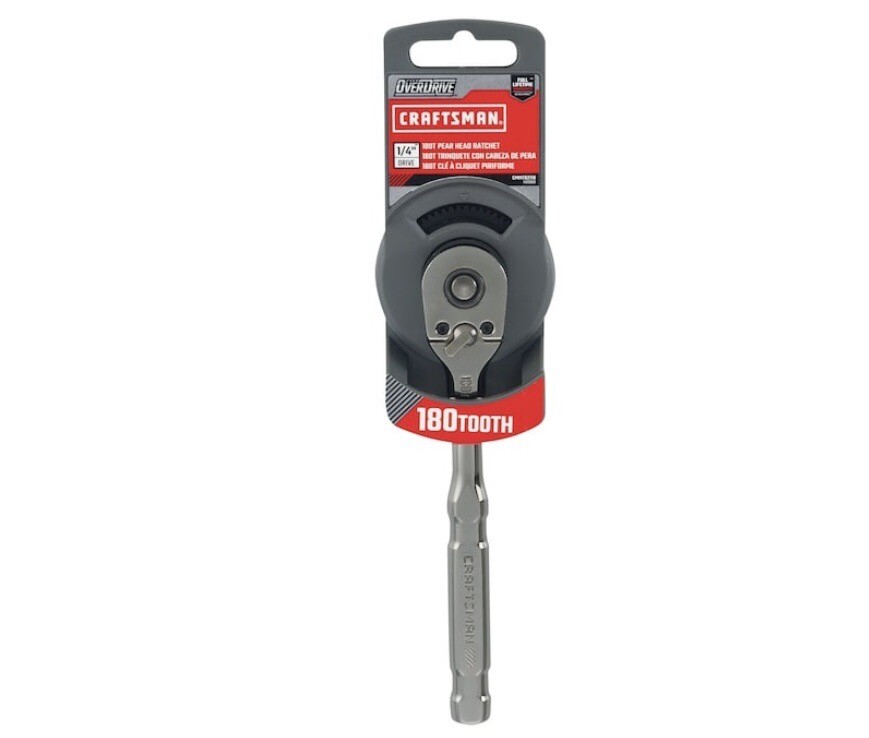 Craftsman Overdrive 180-Tooth 1/4-in Drive Gunmetal Chrome Handle Ratchet