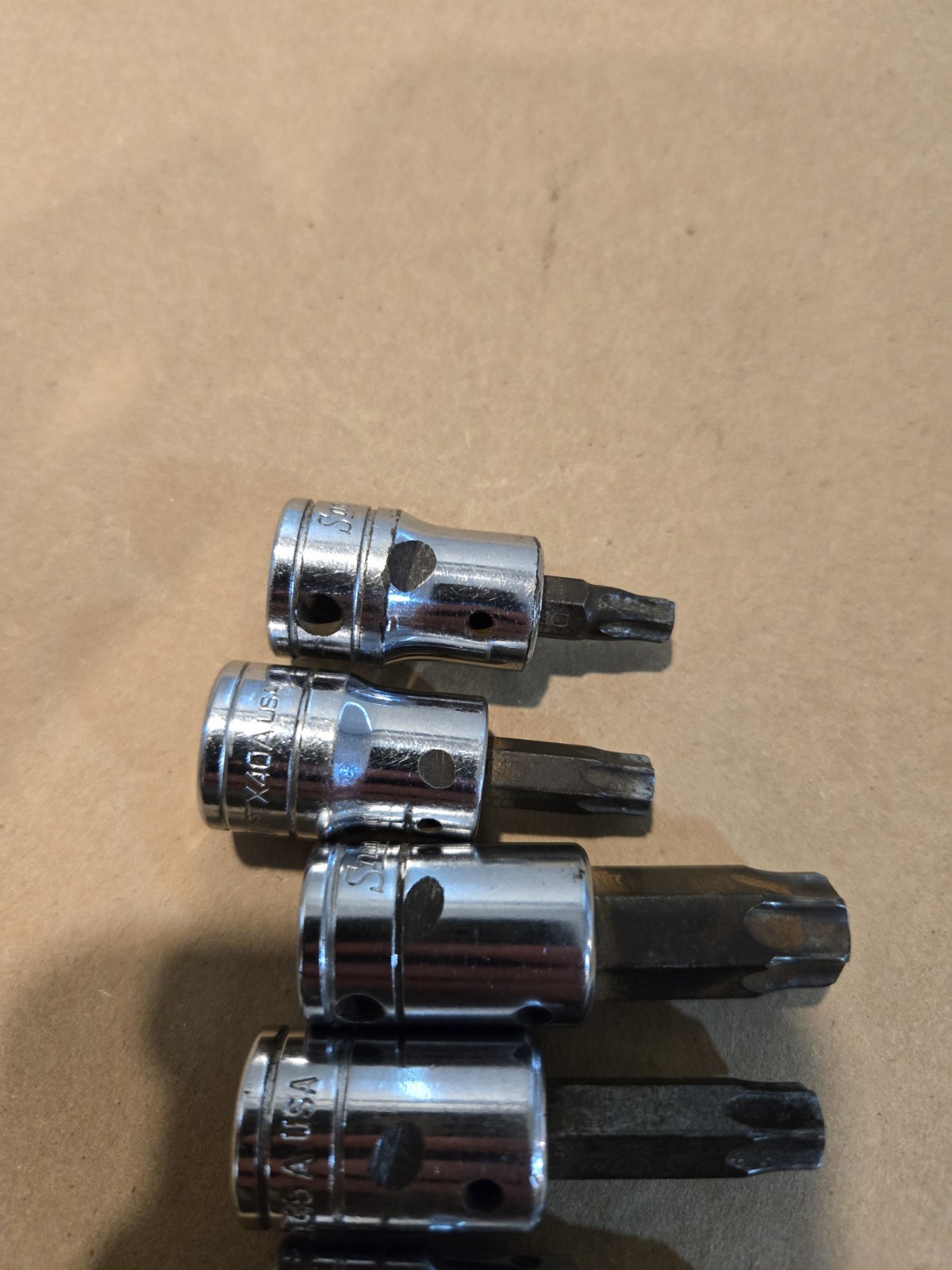 Snap On 3/8″ Drive T27-T40,T55 Torx Bit Driver Sockets USA Lot Of 5 READ AD