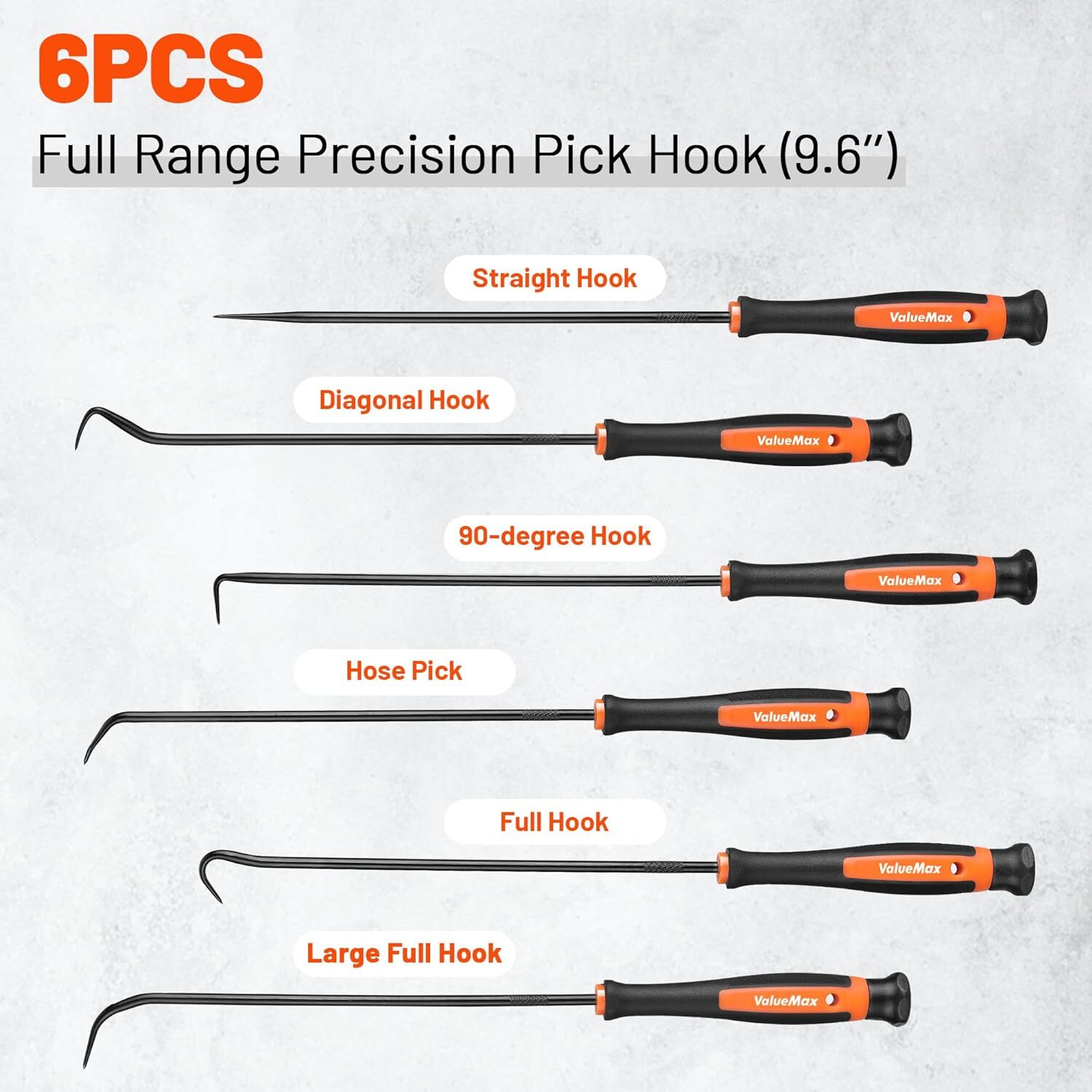 ValueMax Pick&Hook Set with Tool Bag 6PC TPR Handle Anti Slip Abrasion Resistant