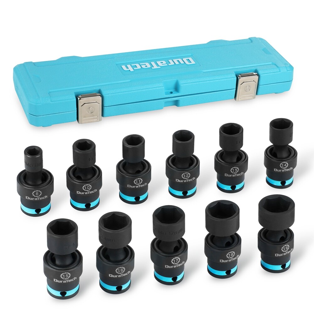 DURATECH 3/8″ Dr Swivel Socket Set 11PCS Shallow Universal Impact Sockets 8-19mm