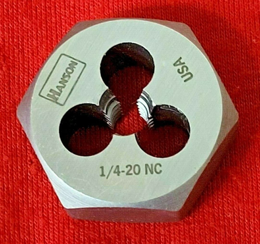 1/4-20 NC X 1″ Hex Die Irwin Hanson 6520 ZR Rethreading Carbon Steel USA