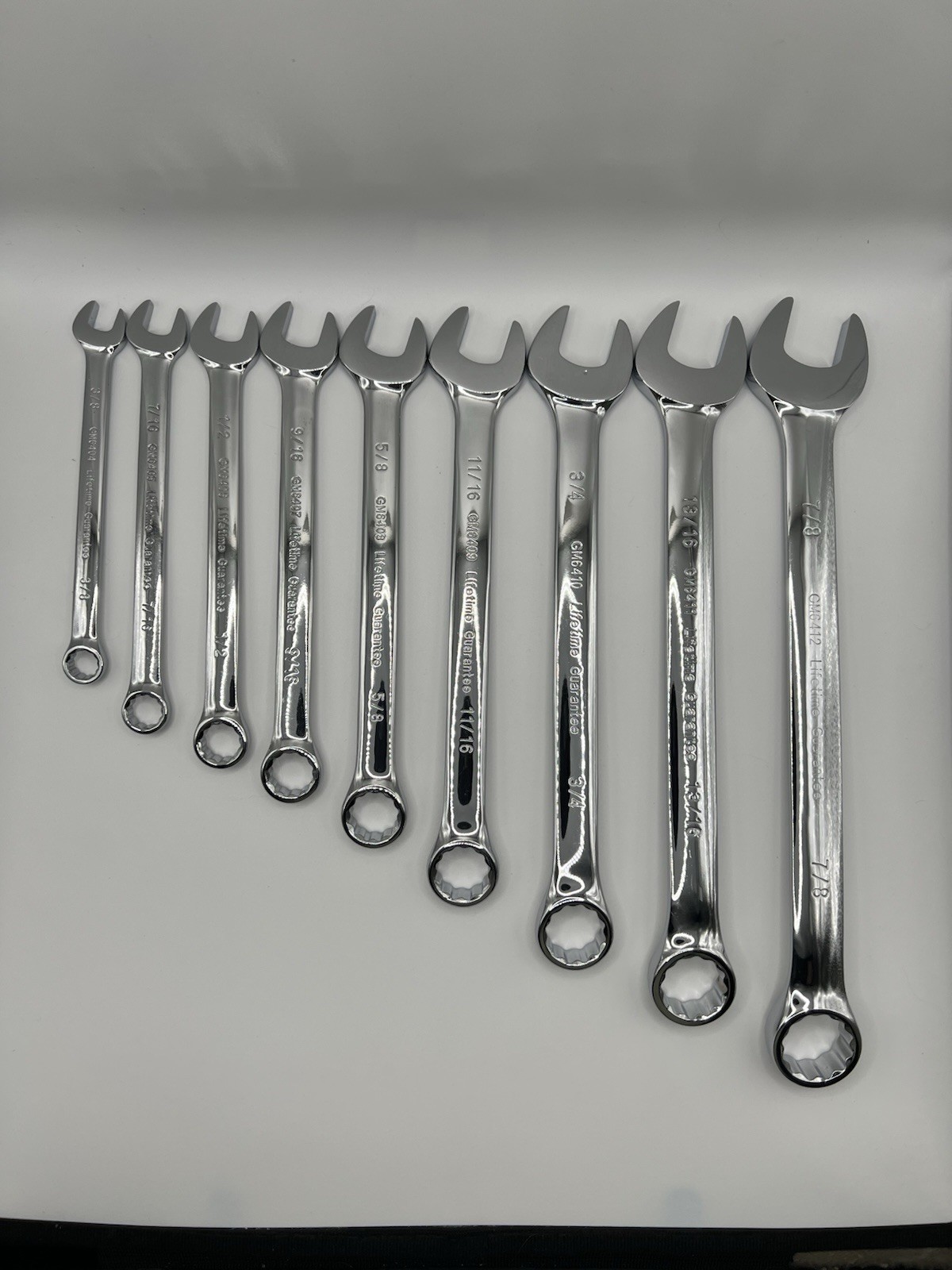 Power Torque 9pc Combination Wrench Set SAE 12 Point 3/8 to 7/8 Polished NOS