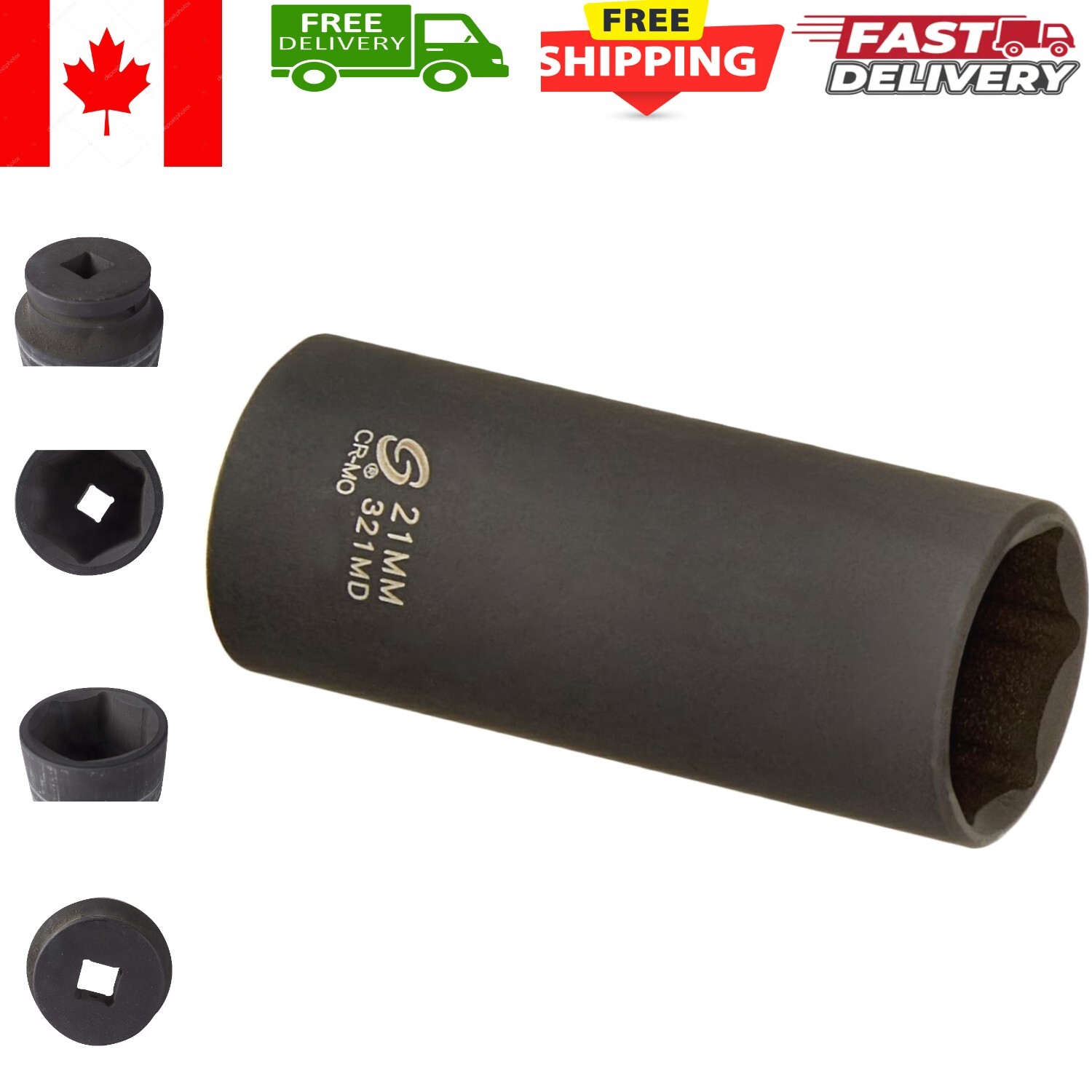 Premium 21mm Deep Socket, 3/8-Inch Drive – Forged Alloy Steel Impact Tool