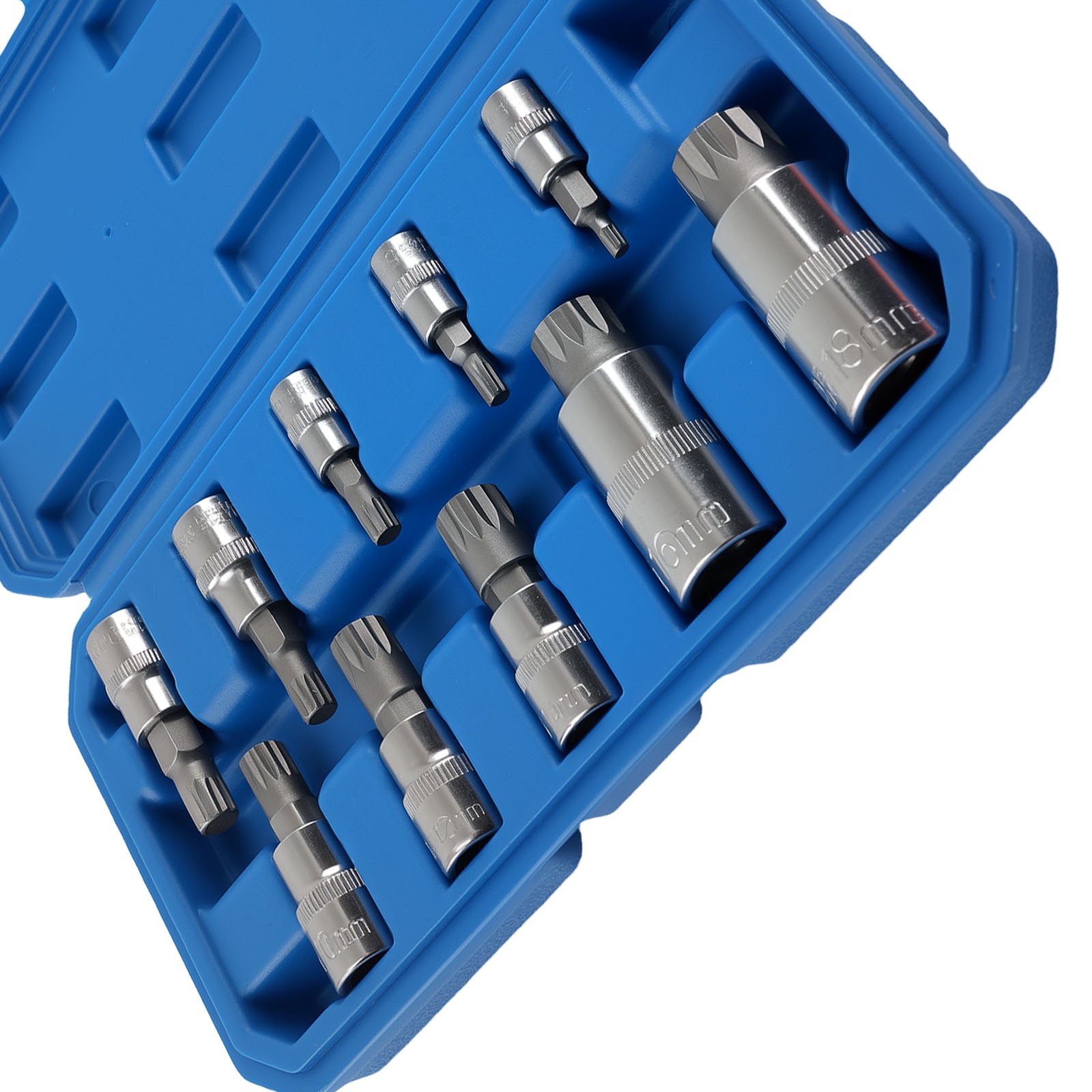 10PC Triple Square Bit Socket Set 1/4 3/8 1/2 Drive Spline M4-M18 CRV