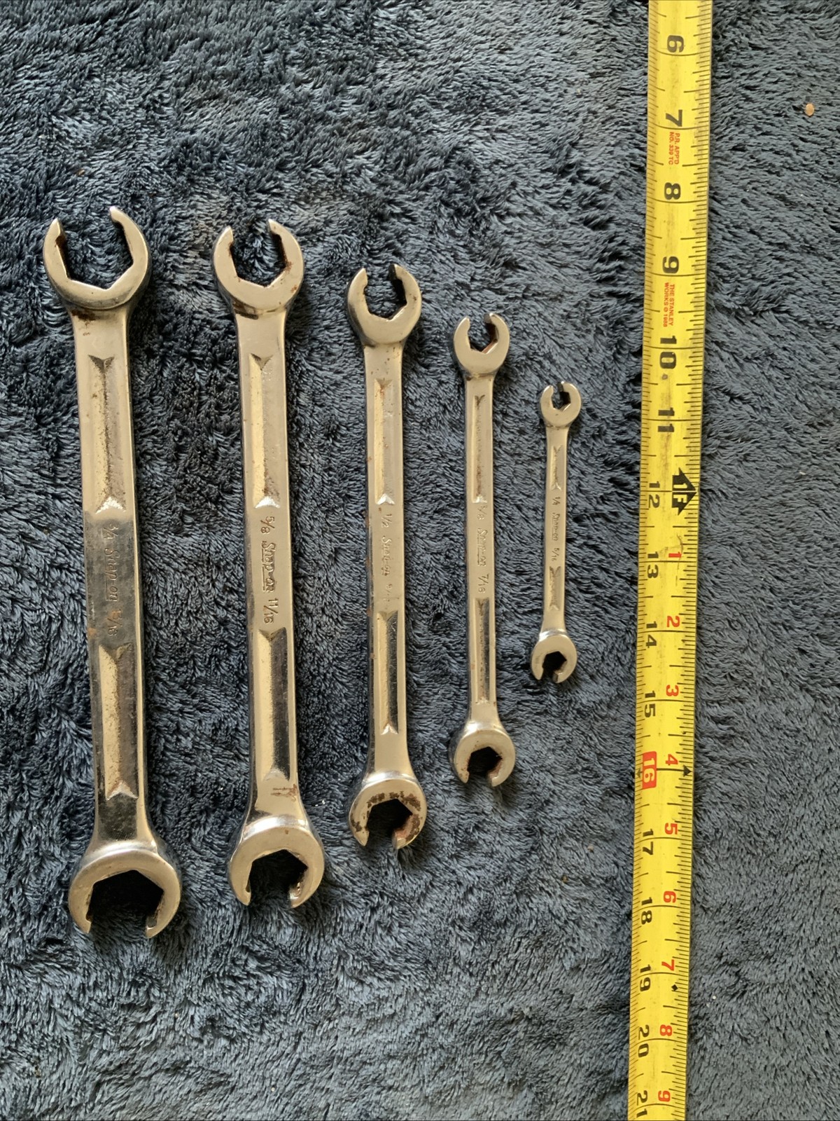 Snap On Double Flare Nut End Wrench Set, 5pc…Sae…..older Style…..see Pics….b