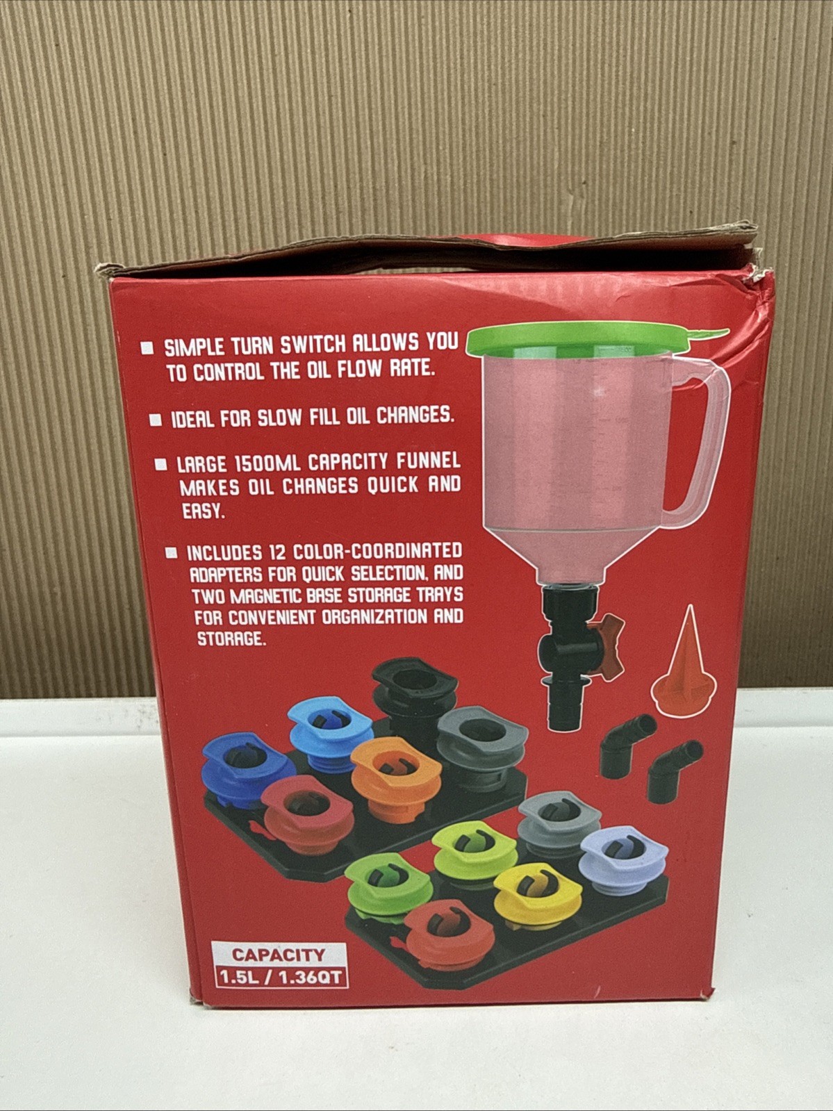 18 PCs Sedy Master Engine Oil Funnel Filling Kit Universal Colour Coded Open Box