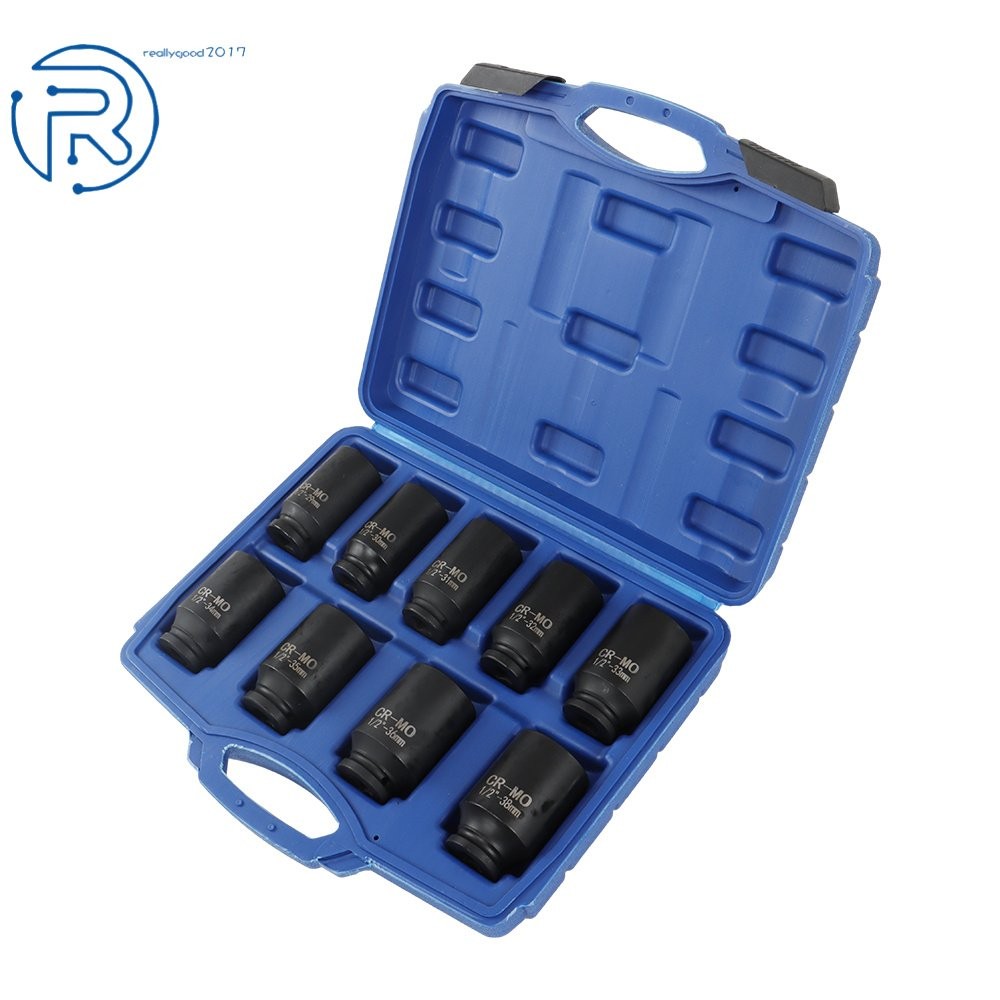Deep Impact Socket Tool 9Pcs/Set 1/2″ Drive Metric Axle Hub Nut Socket 29-38mm