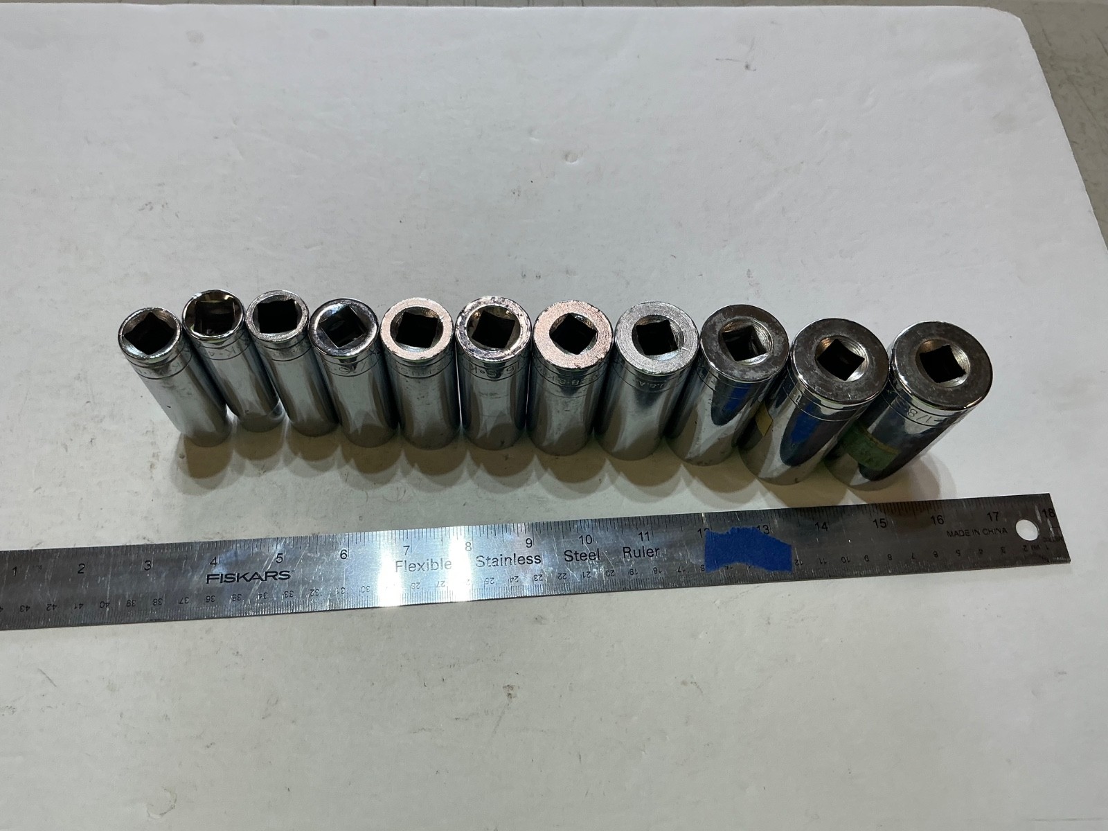 S-K tools 11 pc 1/2″ drive deep SAE set 12 pt 1/2″-1 1/8″ USA made