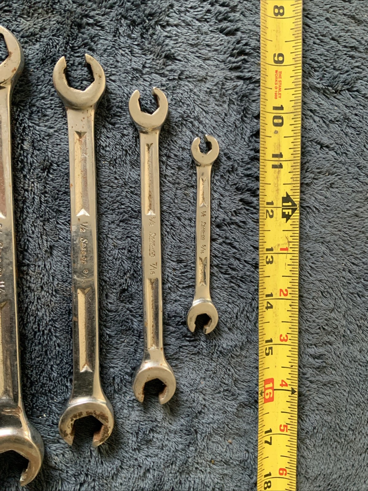 Snap On Double Flare Nut End Wrench Set, 5pc…Sae…..older Style…..see Pics….b