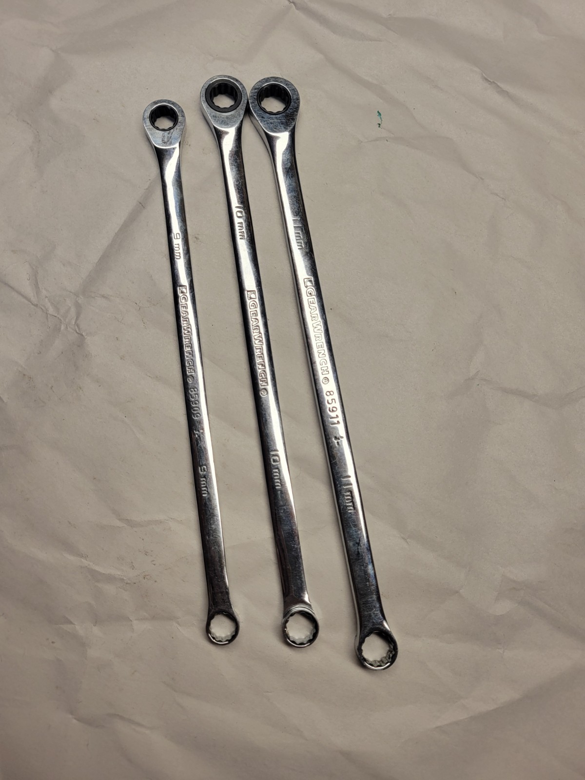 Gearwrench 8mm,9mm,10mm 11mm LX-Ratcheting Gearbox Wrenches VG PLUS COND 4pc
