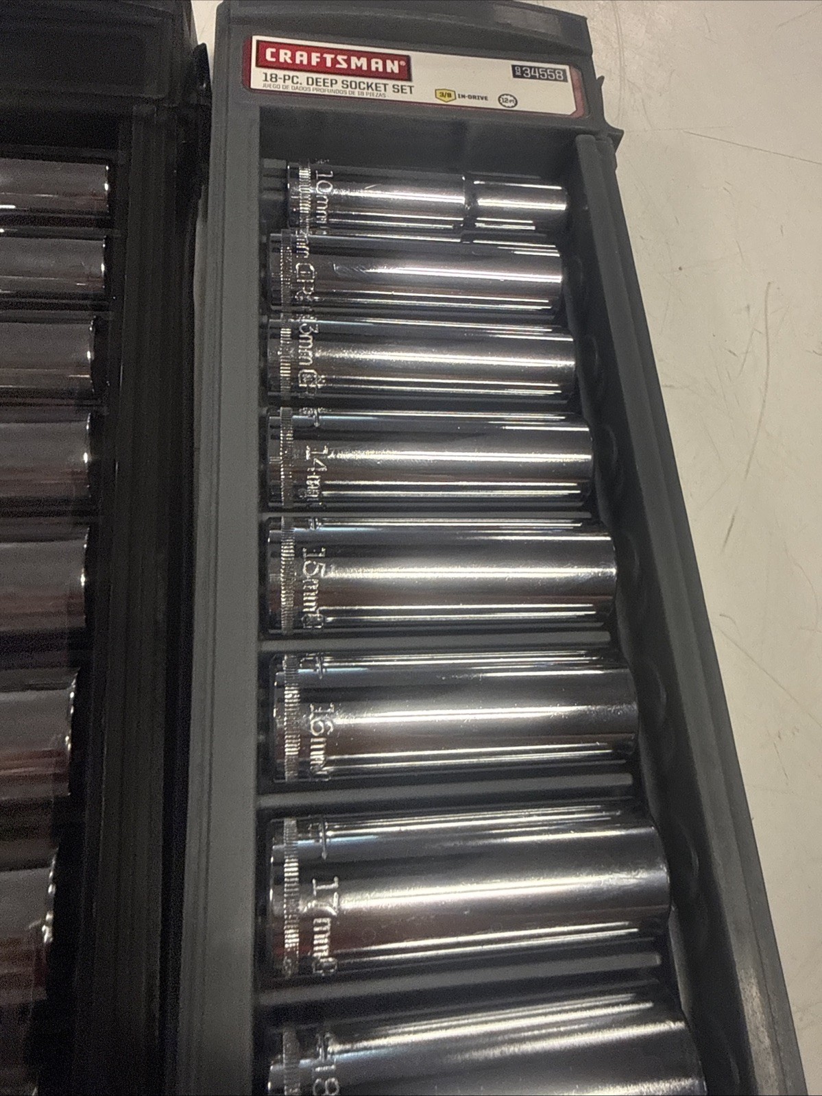 NEW Craftsman 34558 18-Piece Deep Socket Set Standard SAE & Metric 3/8″ drive BR