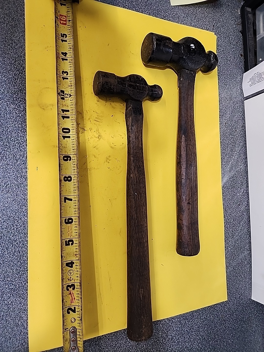 2-Vintage Ball Peen Hammers 24oz & 16oz. Original Handles (Actual Wt 36oz & 20oz