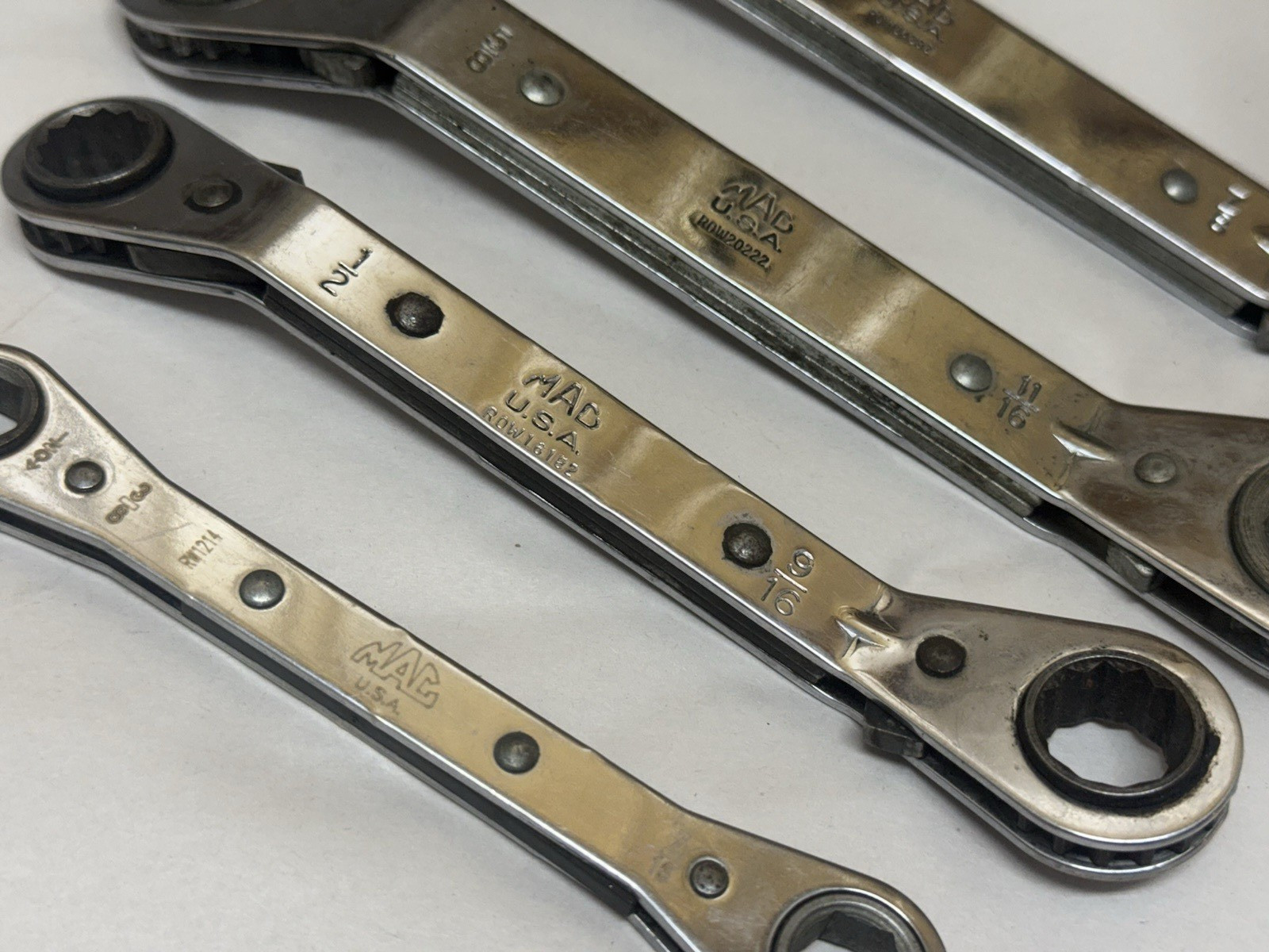 USA MAC Tools 4 pc SAE Ratcheting Double Box End Ratchet Wrench Set RW ROW