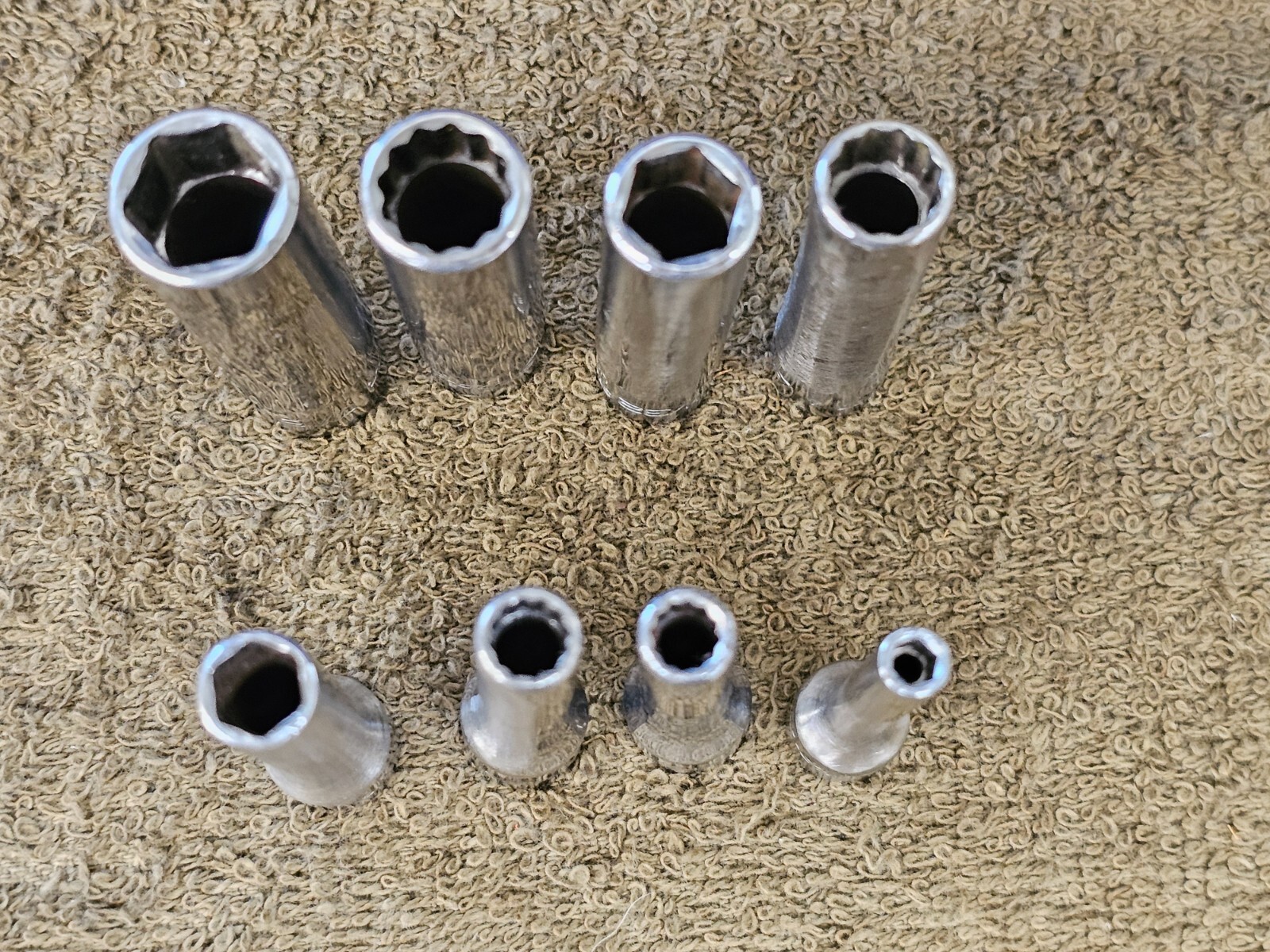 8 Snap on Deep Well Socket Set 1/4″ Drive Sae 7/16 3/8 11/32 5/16 7/32 3/16 STM