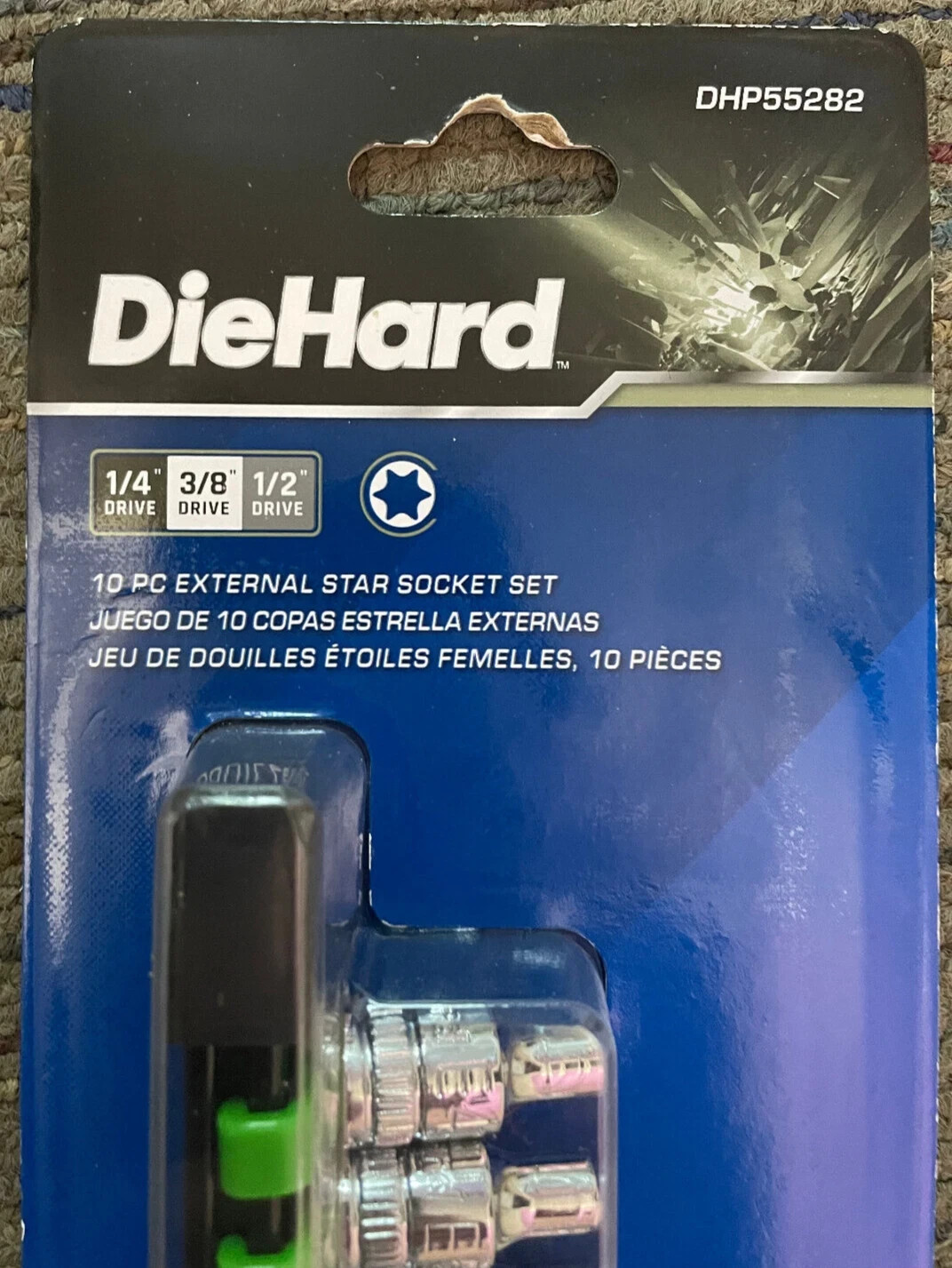 DieHard 10pc External Star Socket Set 1/4″, 3/8″, & 1/2″ Drive – DHP55282