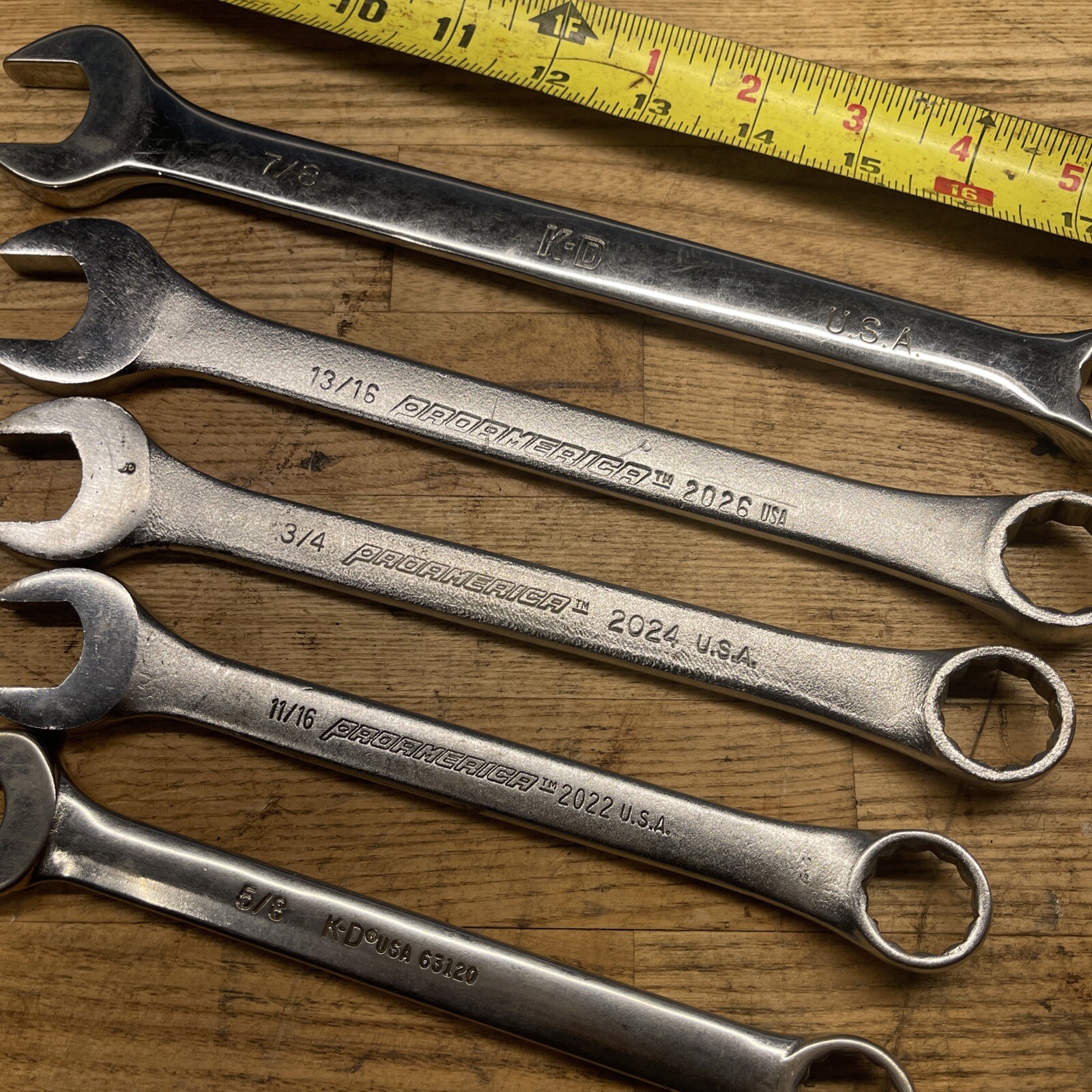Proameric USA 5 Piece SAE 12 Point Combination Wrench Set 5/8 – 7/8 Vintage