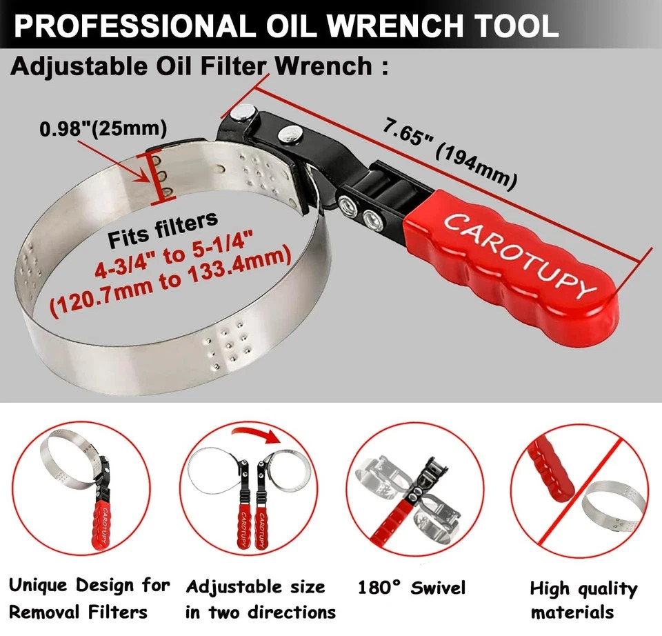 Extra Large Oil Filter Wrench Oil Filter Wrench Tool Fits Filter from 4-3/4″t…