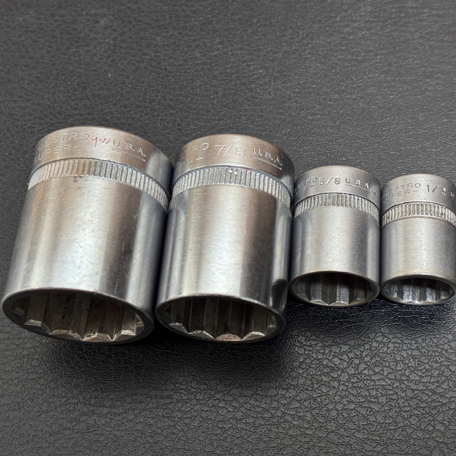INDESTRO SUPER 1/2 Drive 12PT Socket 1″ 1232 7/8″ 1228 3/8 DR 5/8 2720 1/2″ 2716