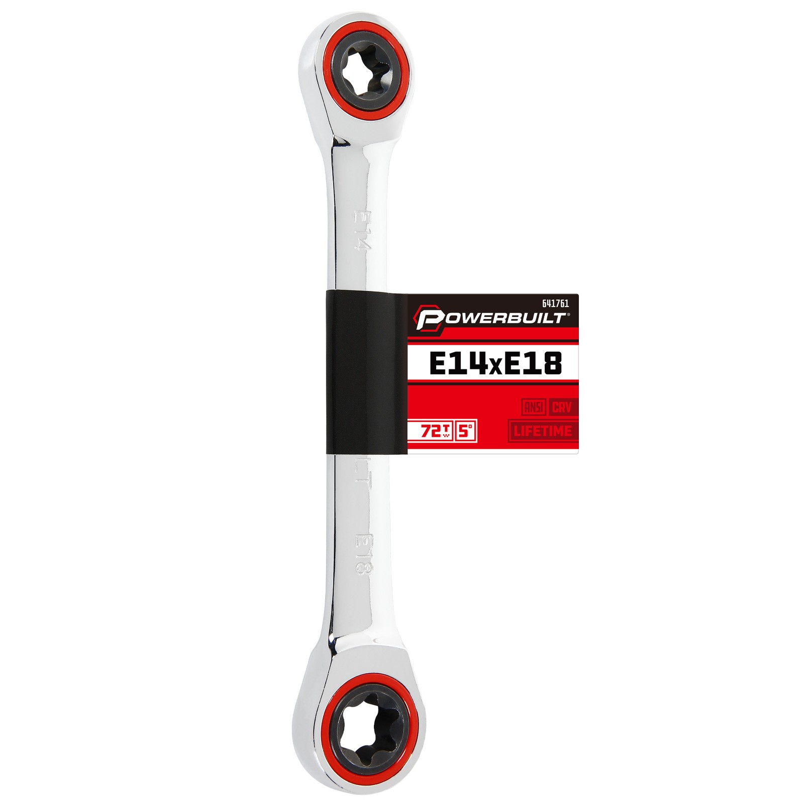 Powerbuilt Ratcheting Double Box-End E-Star Wrench – E14/E18 – 641761