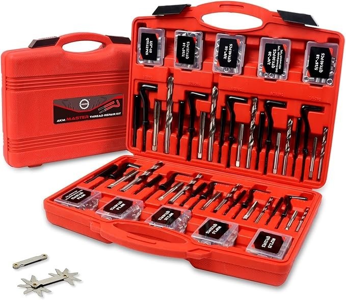Thread Repair Kit 338 Piece SAE Metric HSS Drill Helicoil M5 M6 M8 M10 M12