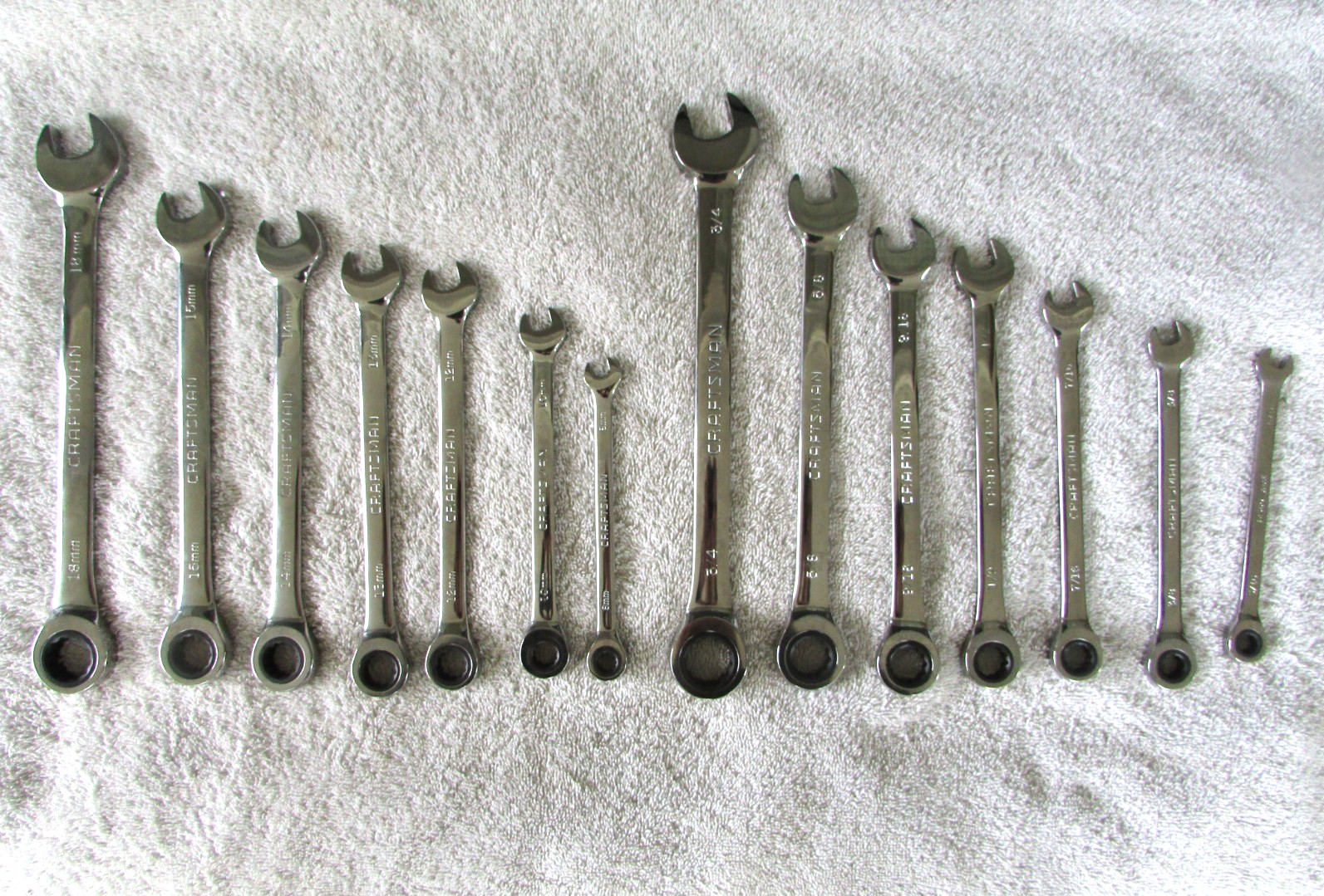 Craftsman 14 pc Wrench Set ~7 A-AE SAE~ 7 A-AF Metric Polished Chrome Ratcheting