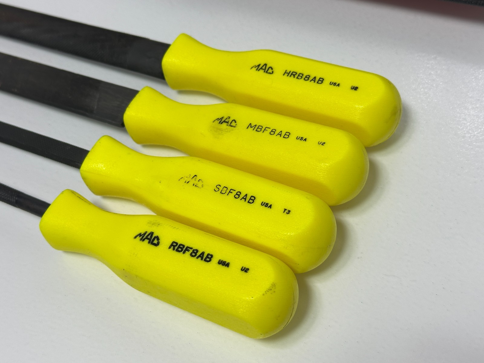 🇺🇸 MAC Tools USA 4pc File Set, 12” Long, Hi-Viz Hard Handle, SCBF4AK, Kit Bag
