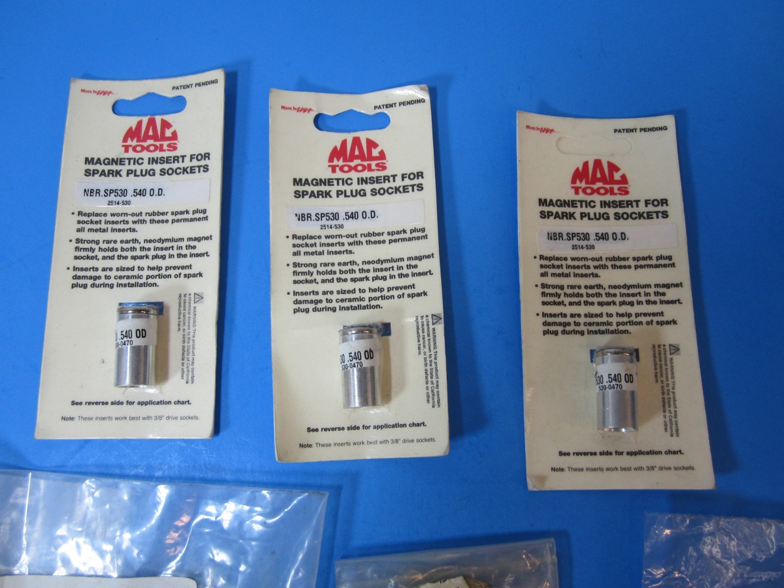 10-piece Mac Tools & SK Tools spark plug socket inserts magnetic & rubber