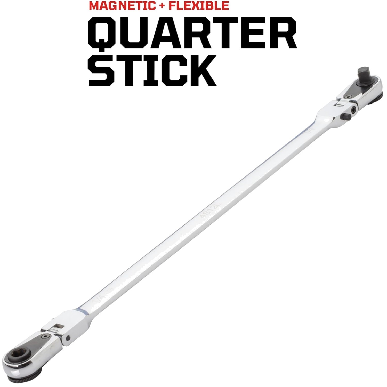 Chrome Quarter Stick Ratchet 12″ Flex Heads