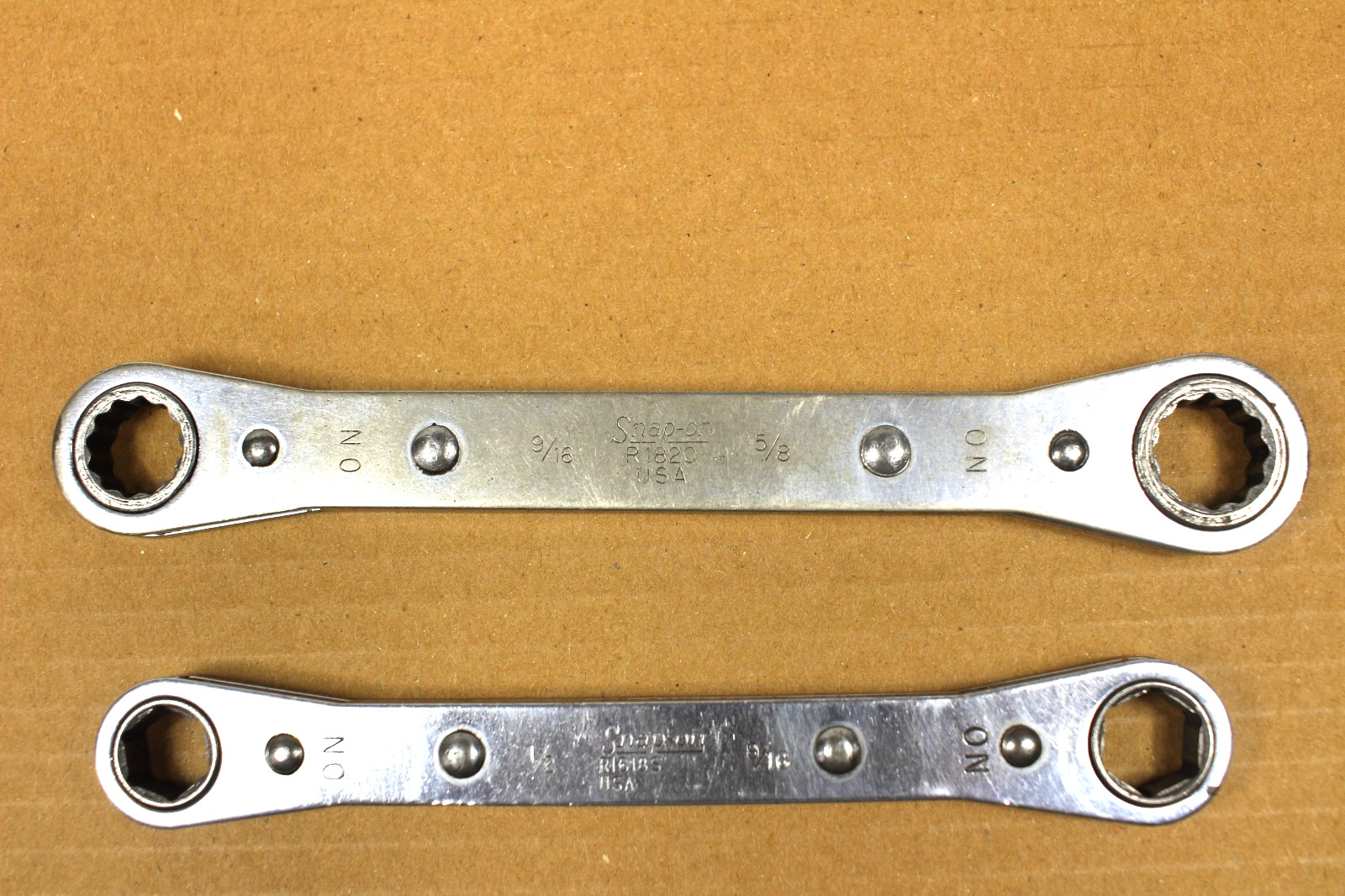 Snap-on 3/8″×7/16″-1/2”x9/16” -9/16”x5/8” 12pt Ratchet Wrench Lot Of 3 Pcs.